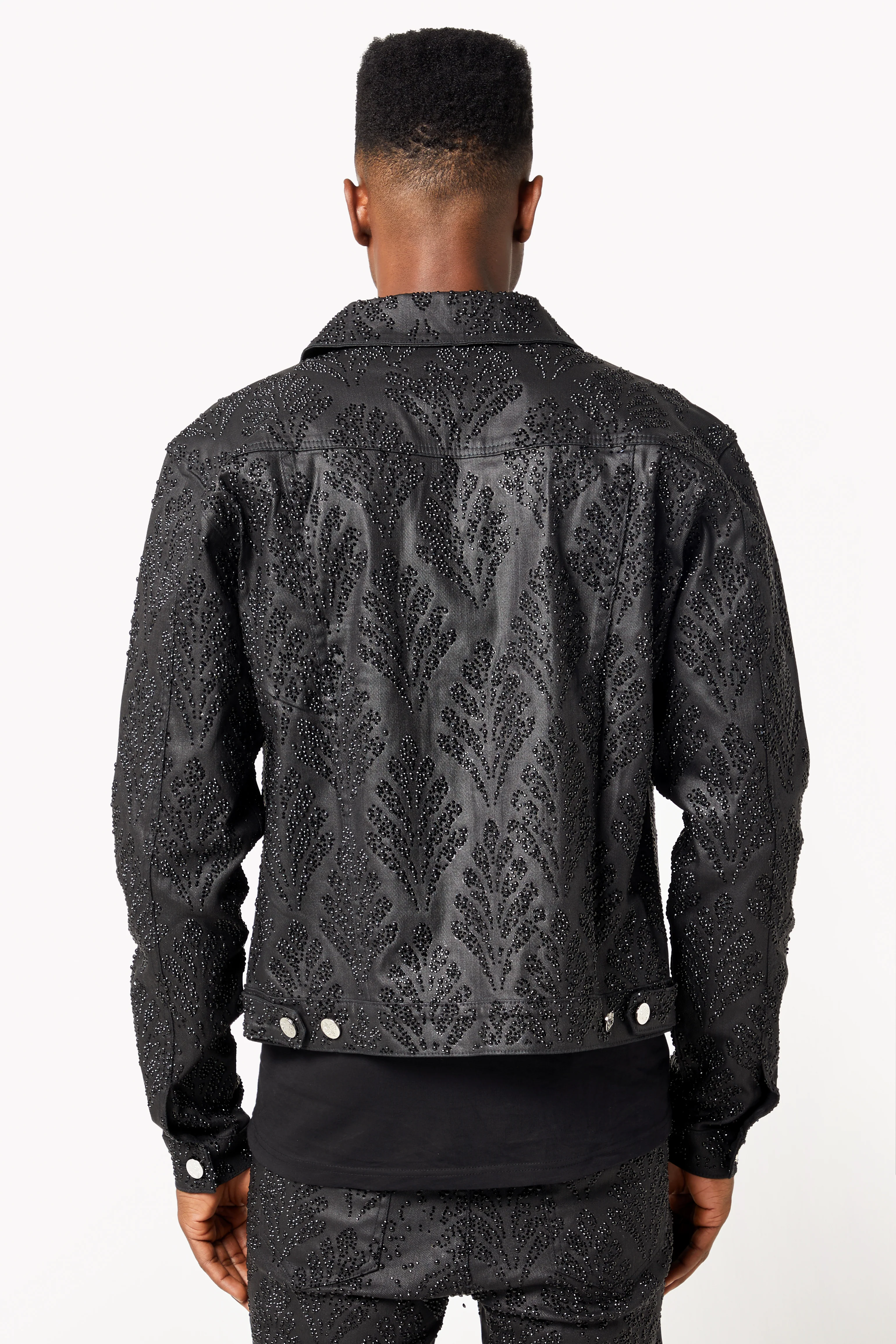 All Black Embellished Denim Jacket V3 - Image 4