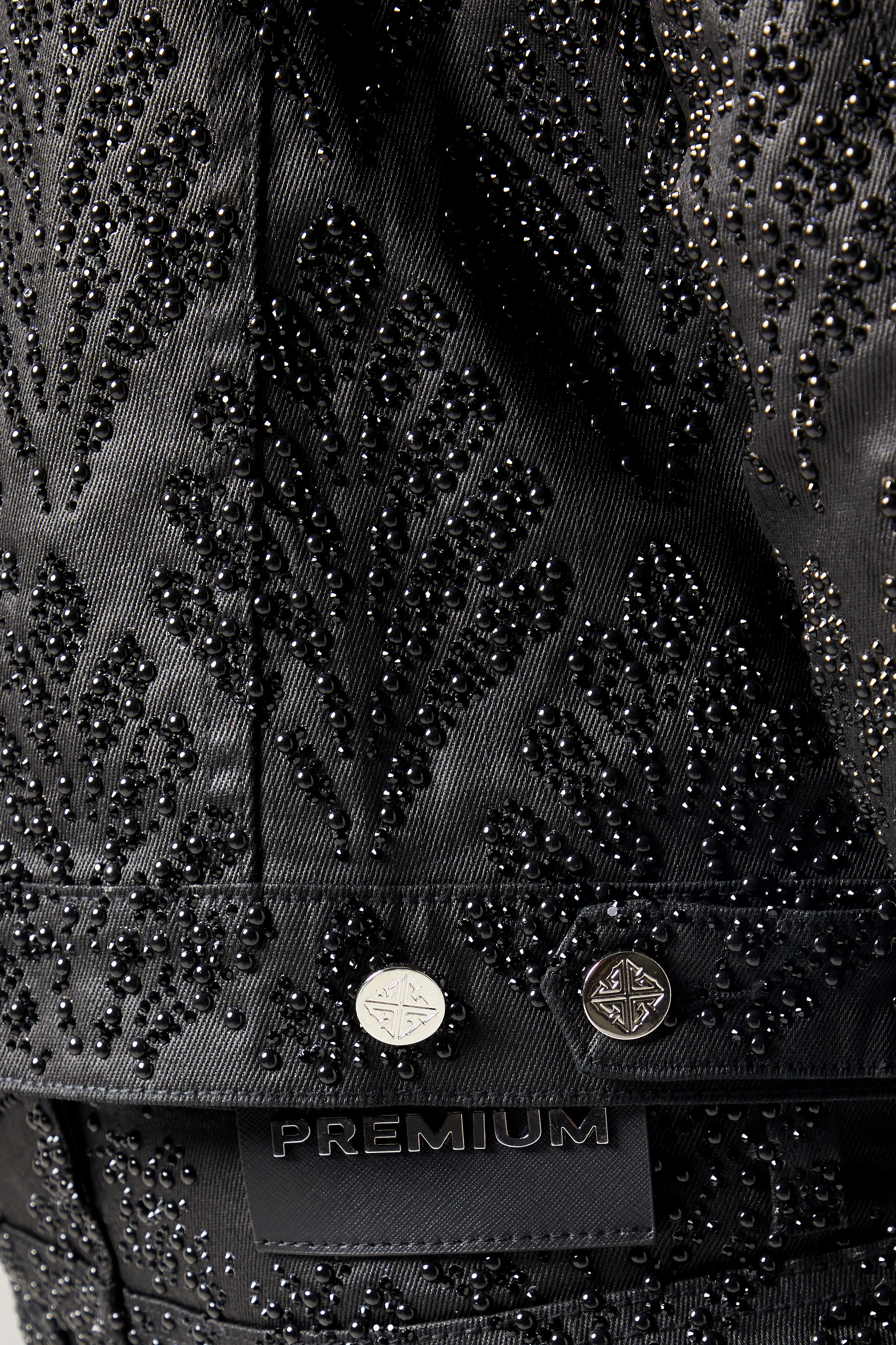 All Black Embellished Denim Jacket V3 - Image 5