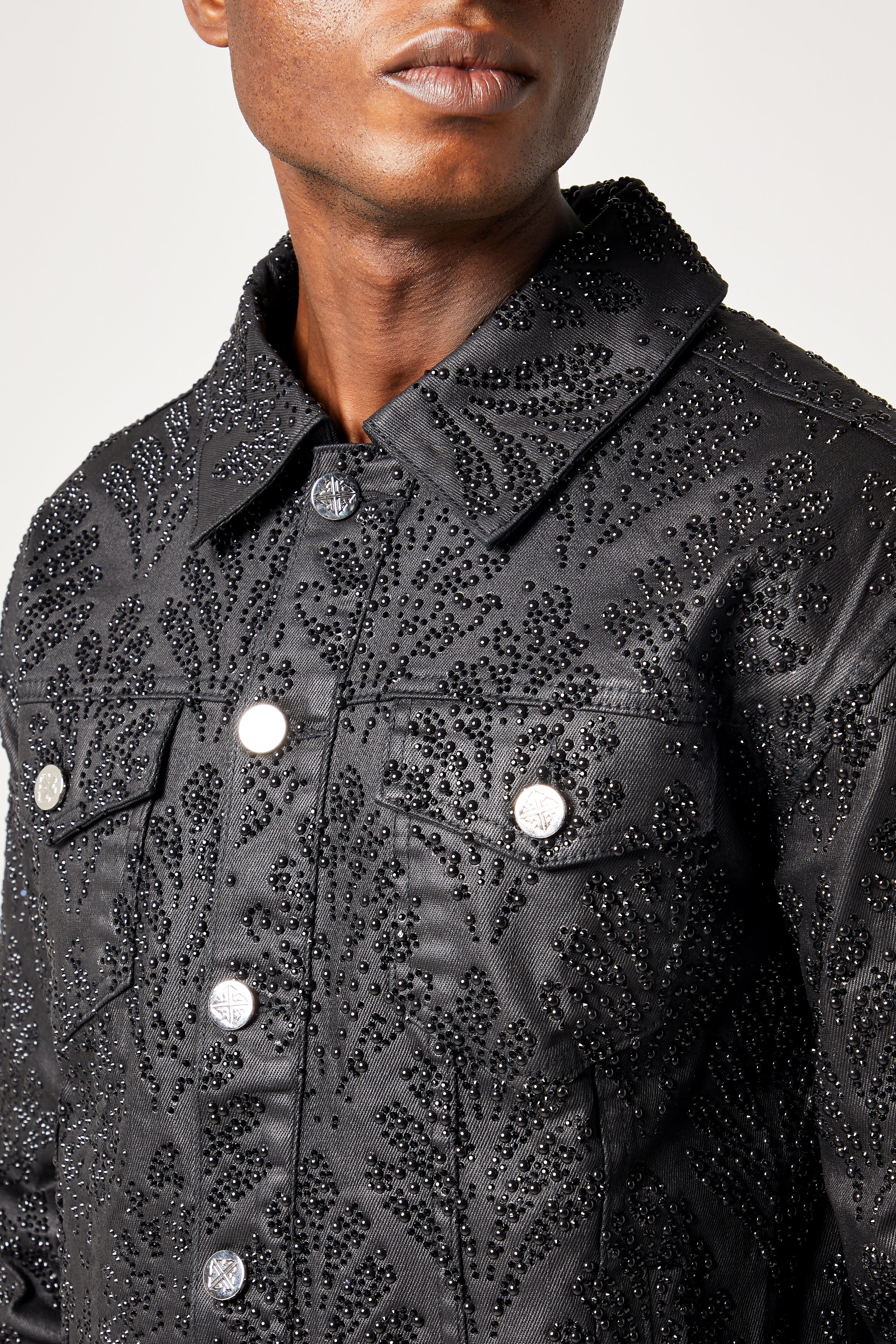 All Black Embellished Denim Jacket V3 - Image 6