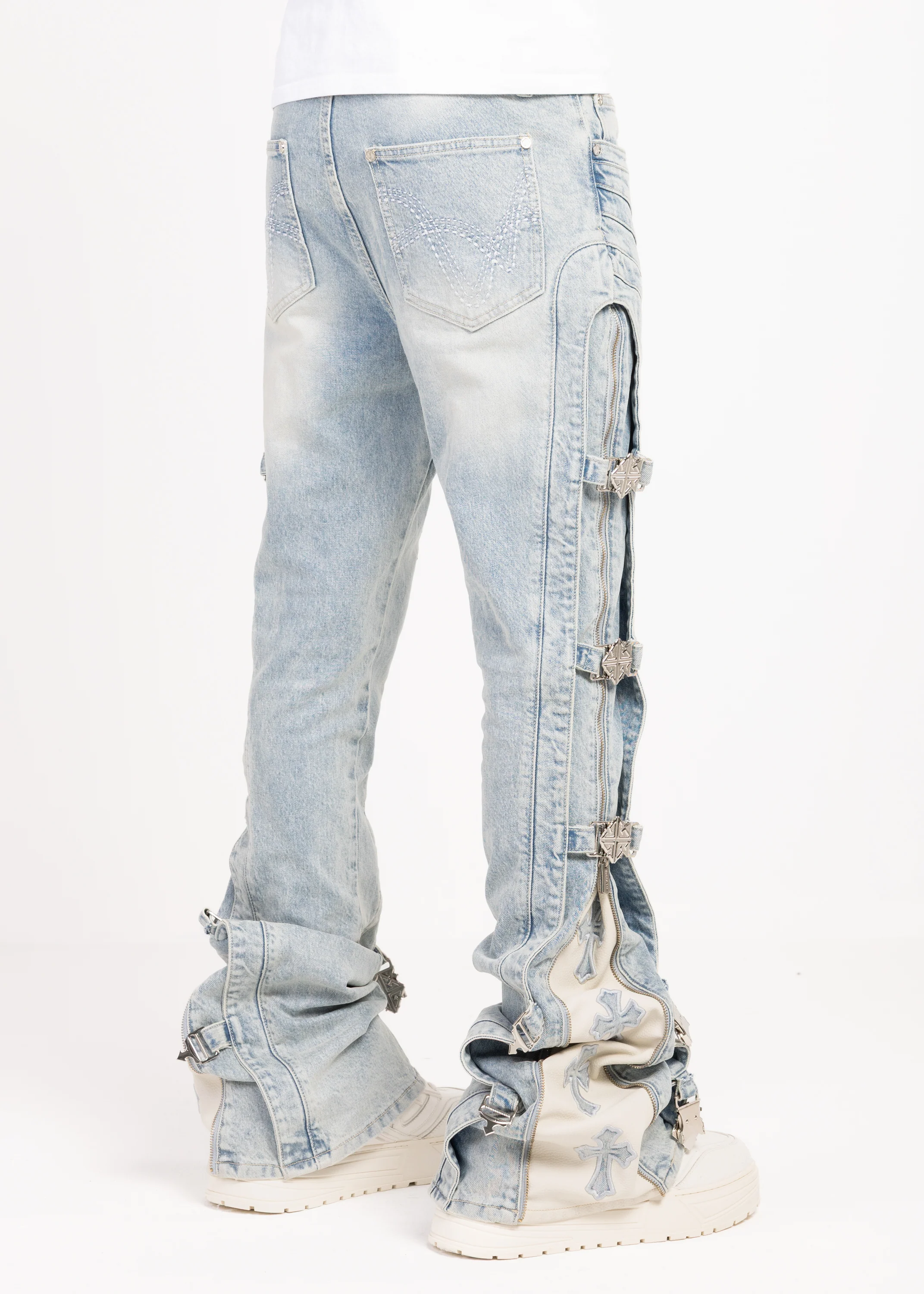 Aqua Blue Cross Buckle Denim - Image 10