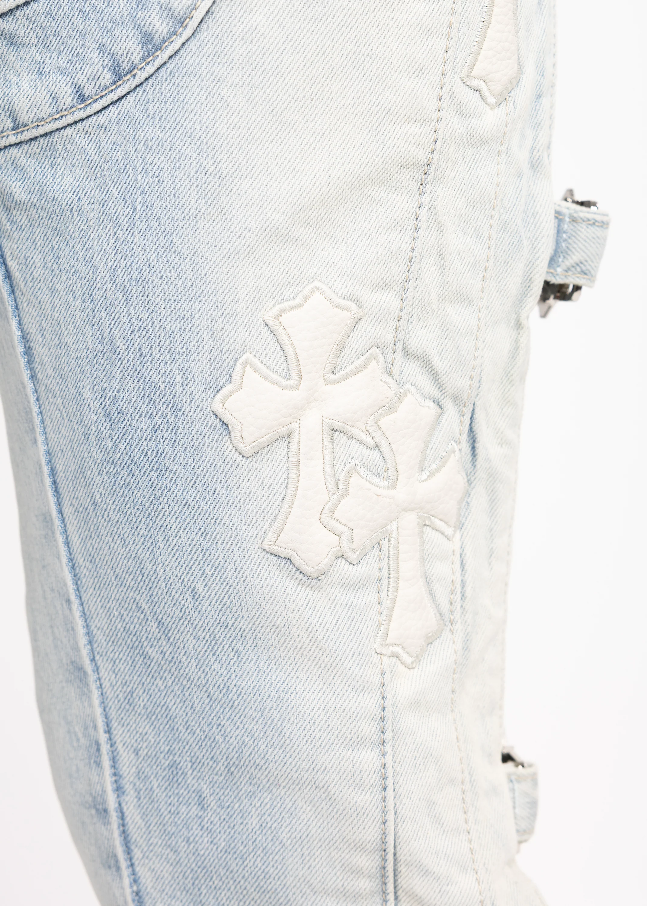 Aqua Blue Cross Buckle Denim - Image 4
