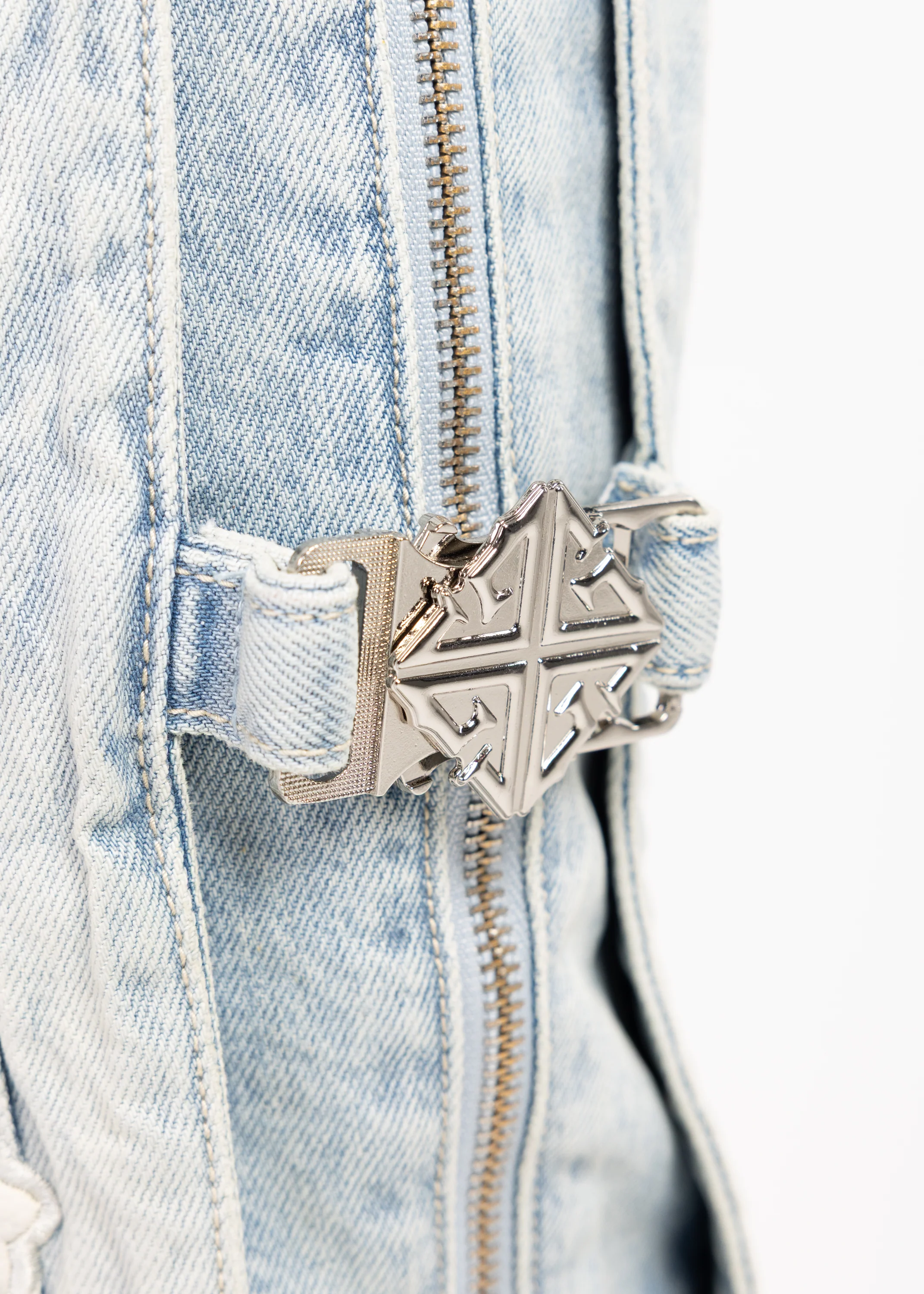 Aqua Blue Cross Buckle Denim - Image 5