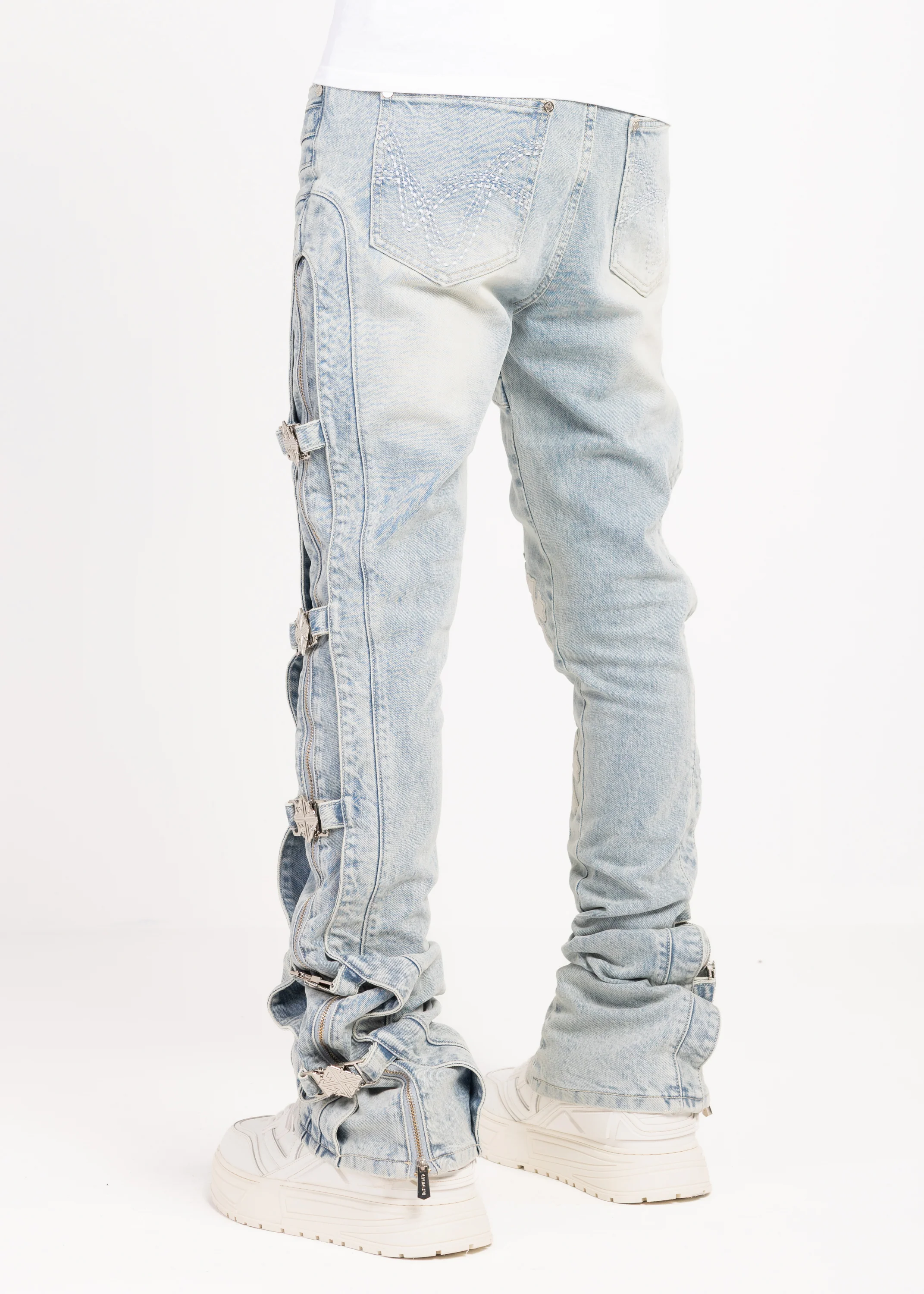 Aqua Blue Cross Buckle Denim - Image 7