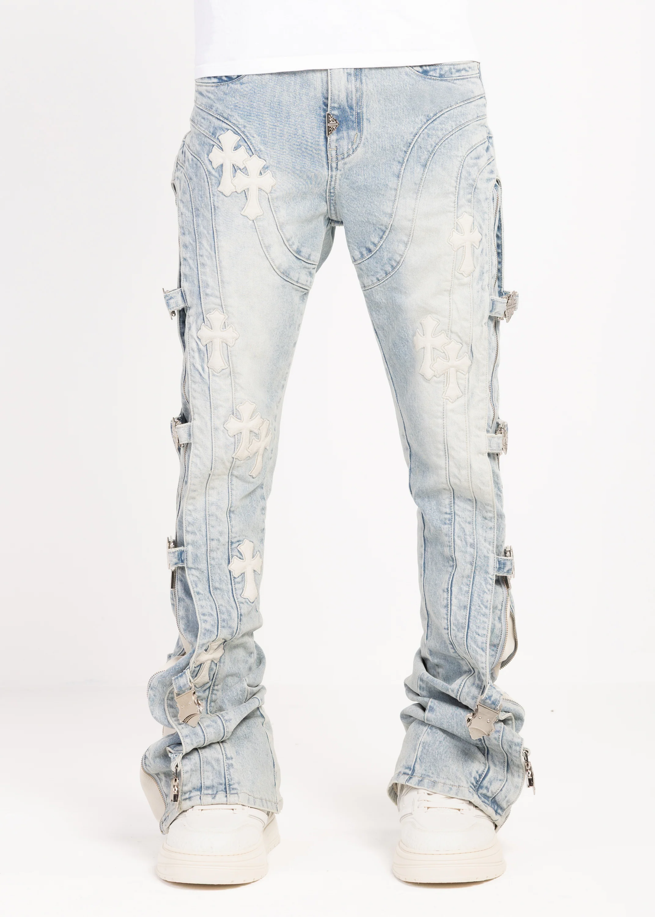 Aqua Blue Cross Buckle Denim - Image 8