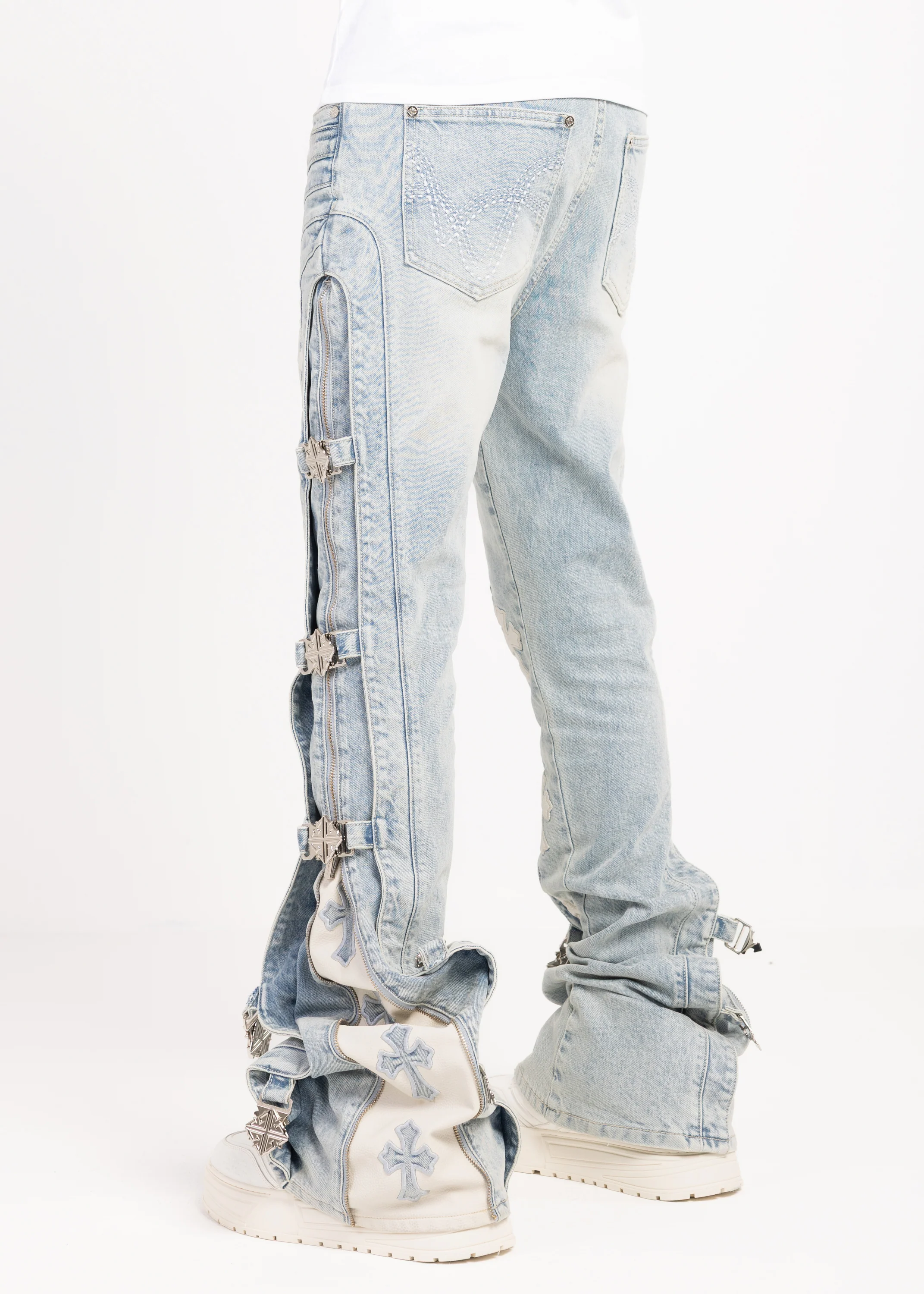 Aqua Blue Cross Buckle Denim - Image 9