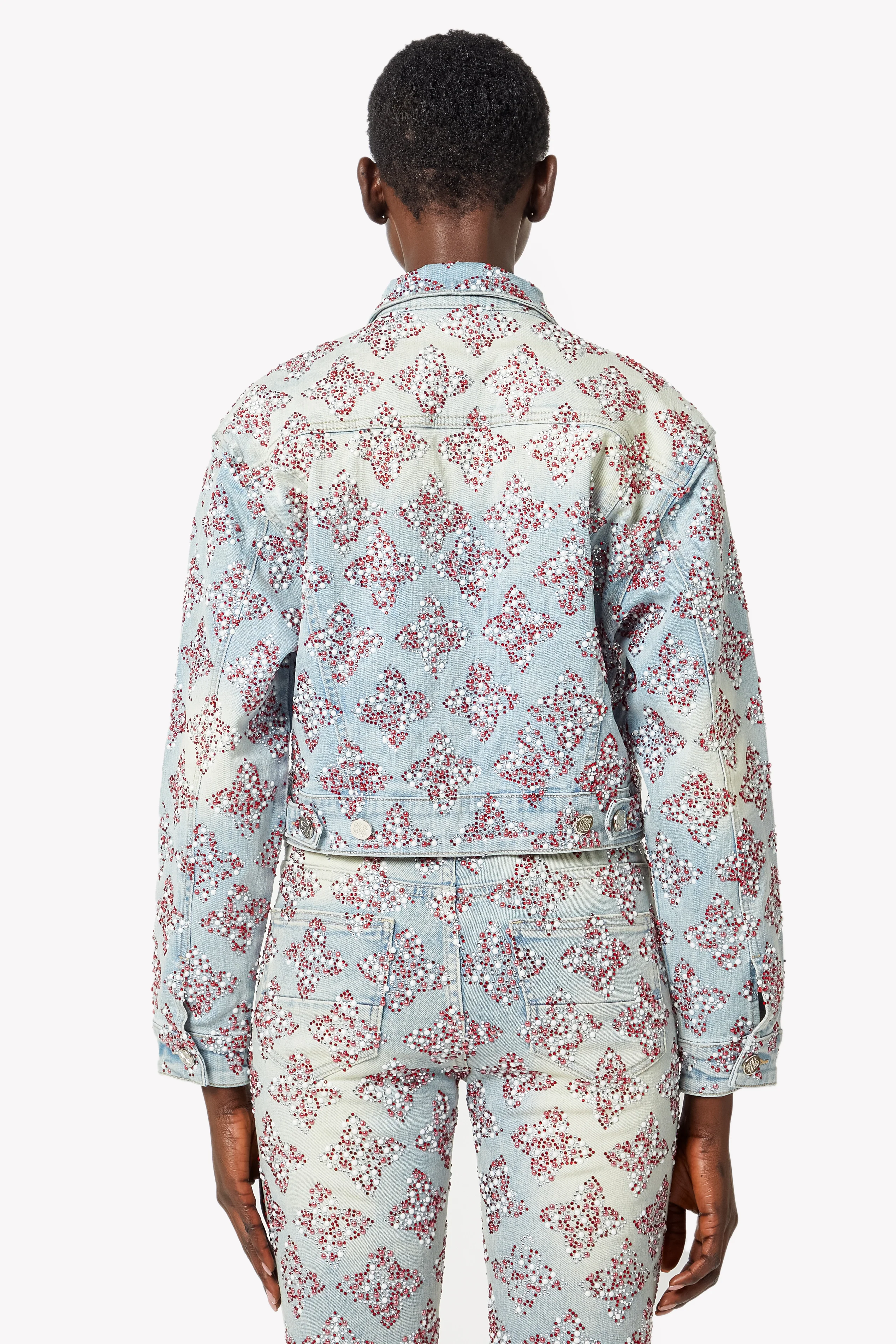 Aqua Blue Cropped Denim Jacket V2 - Image 4