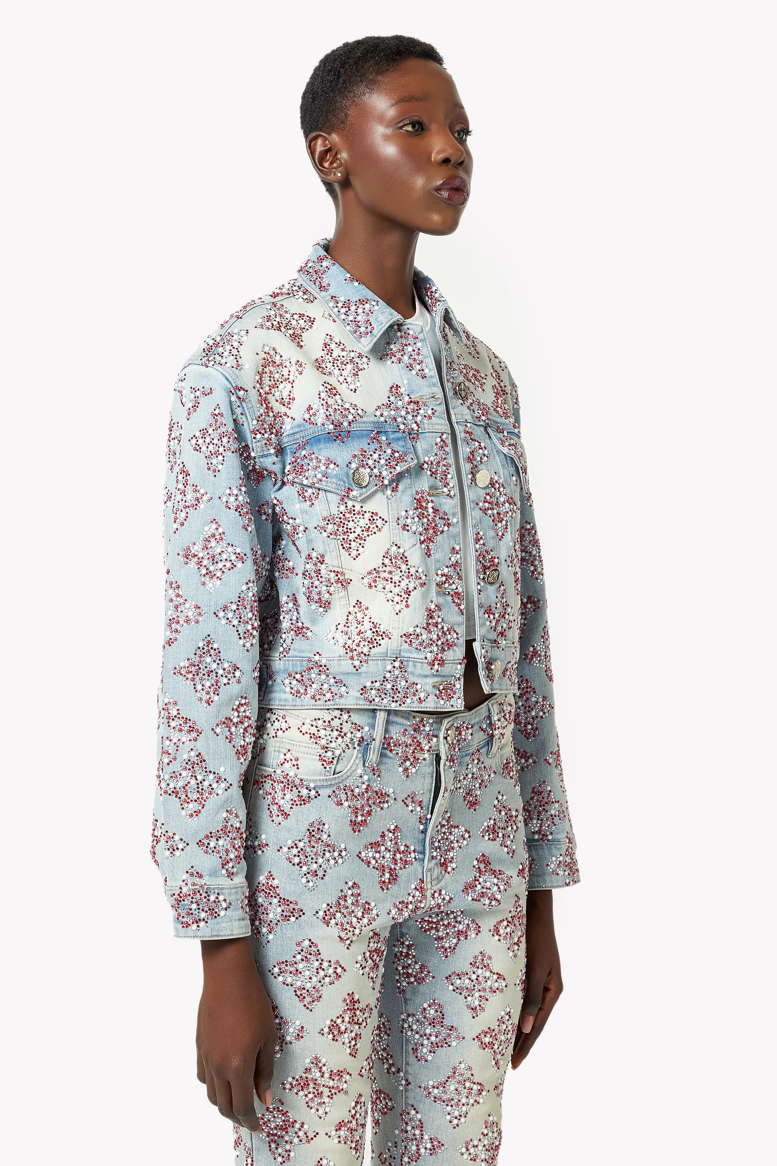 Aqua Blue Cropped Denim Jacket V2 - Image 5