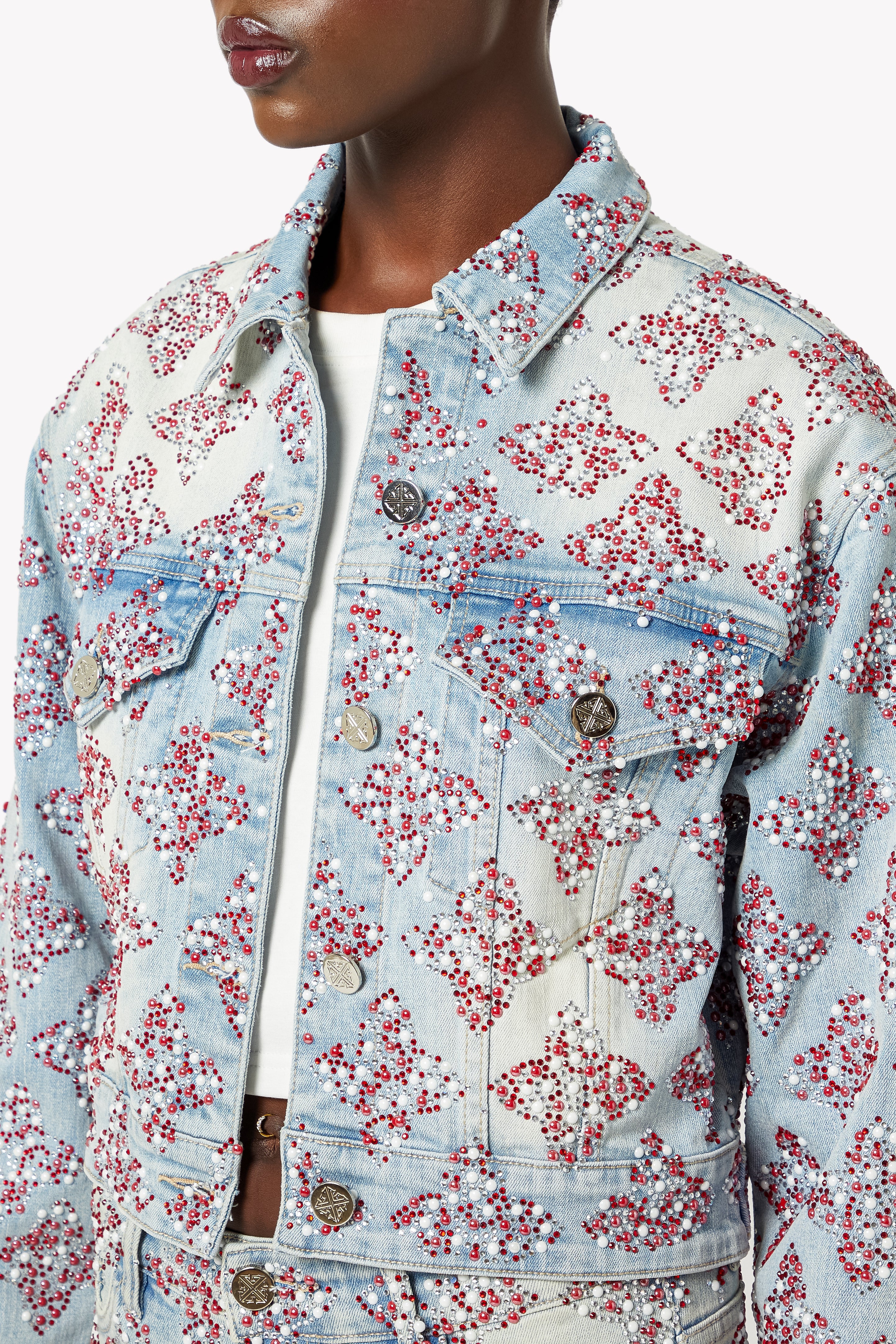 Aqua Blue Cropped Denim Jacket V2 - Image 7