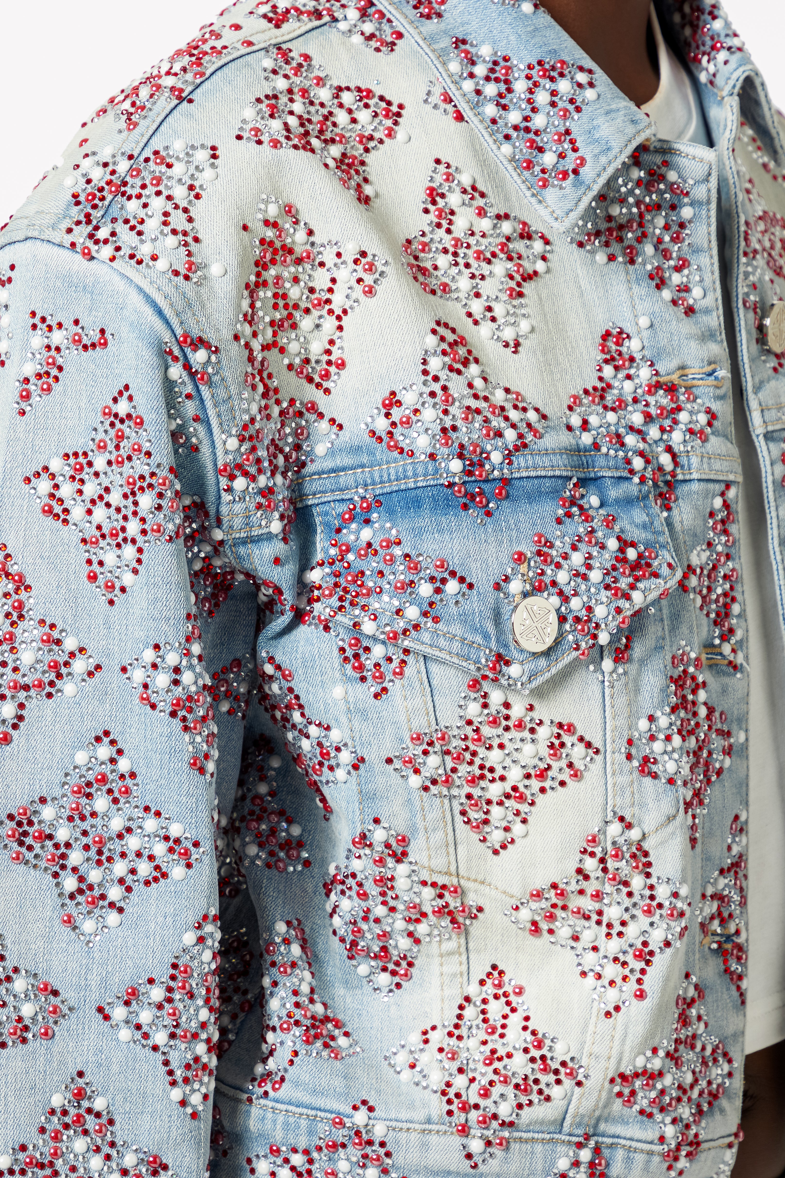 Aqua Blue Cropped Denim Jacket V2 - Image 8
