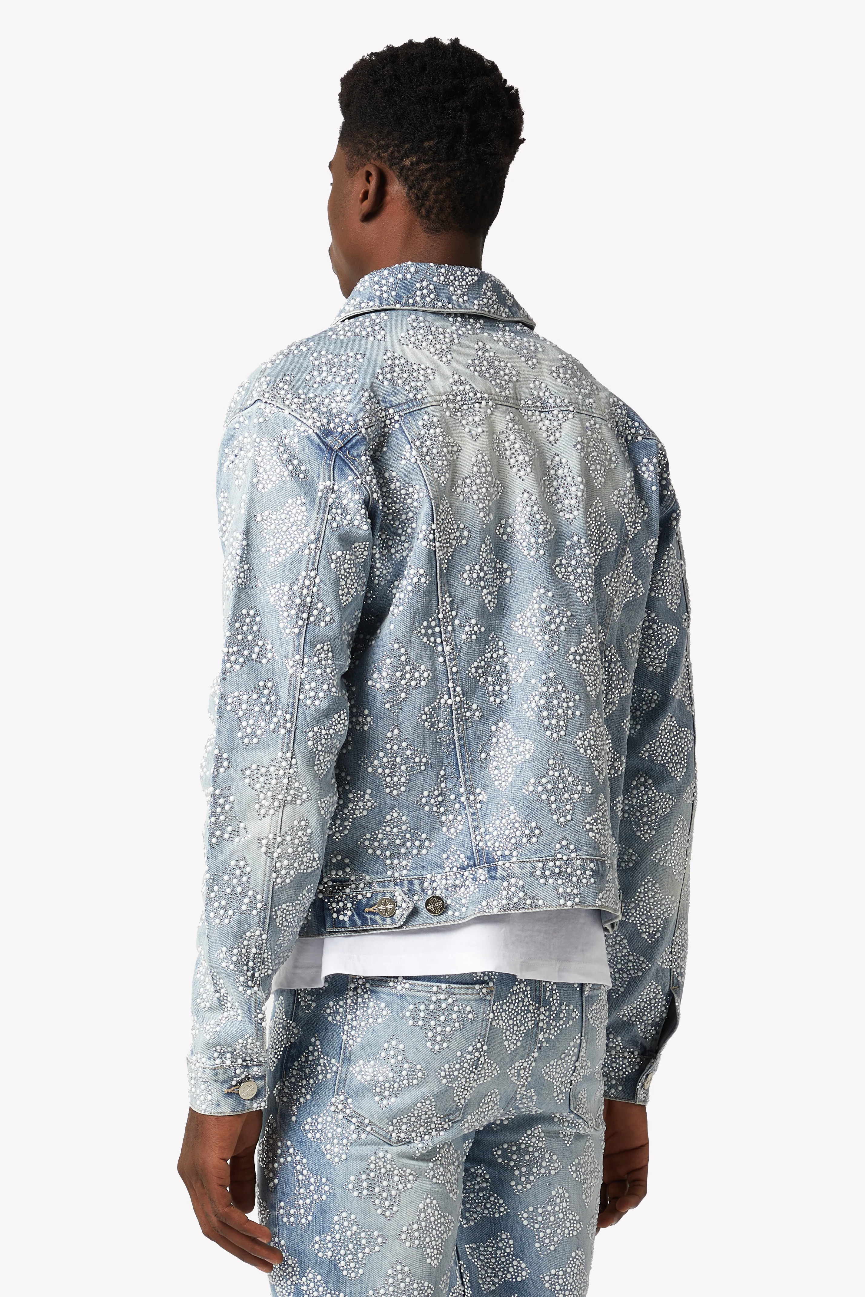 Aqua Blue Embellished Denim V4 - Image 3