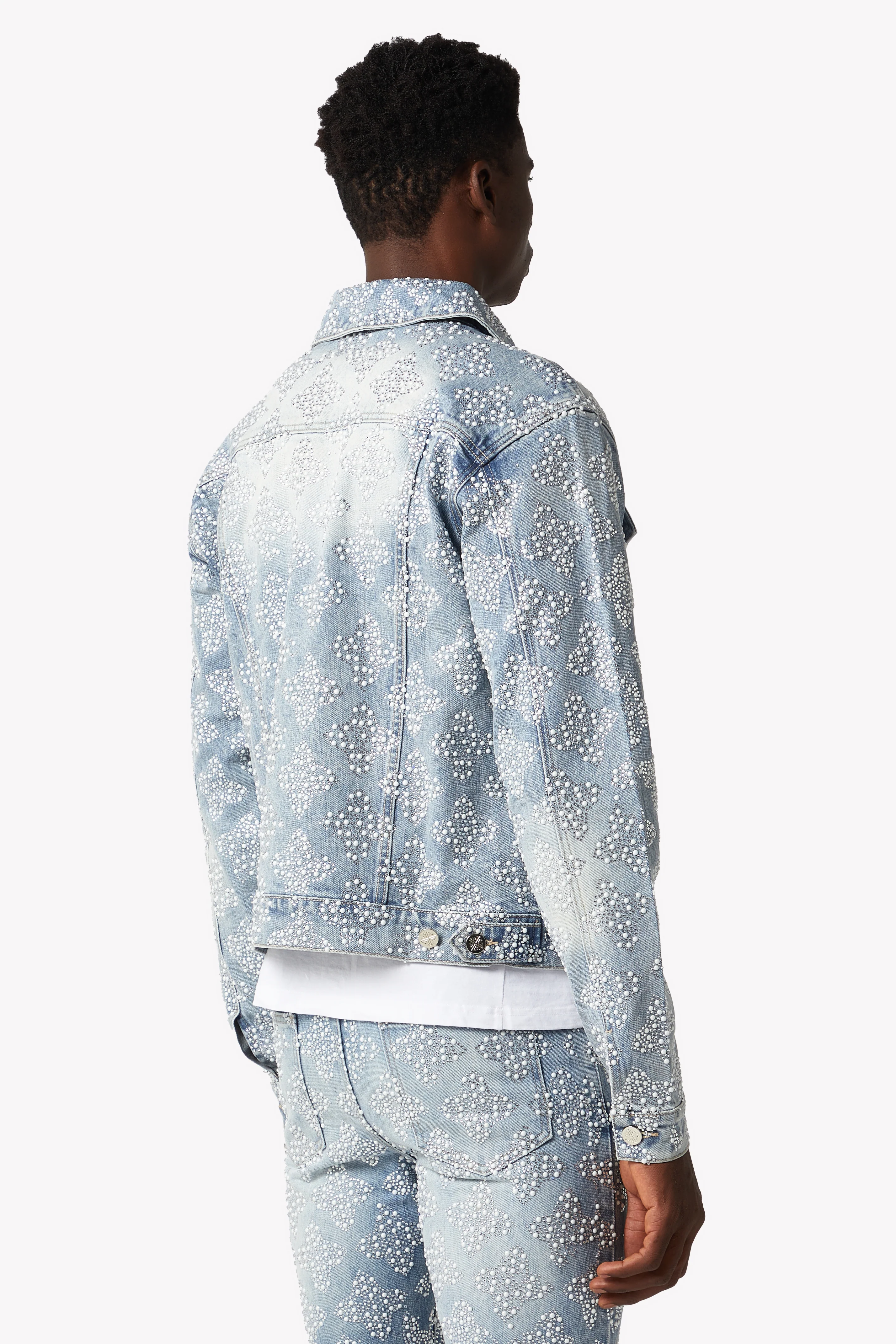 Aqua Blue Embellished Denim V4 - Image 4