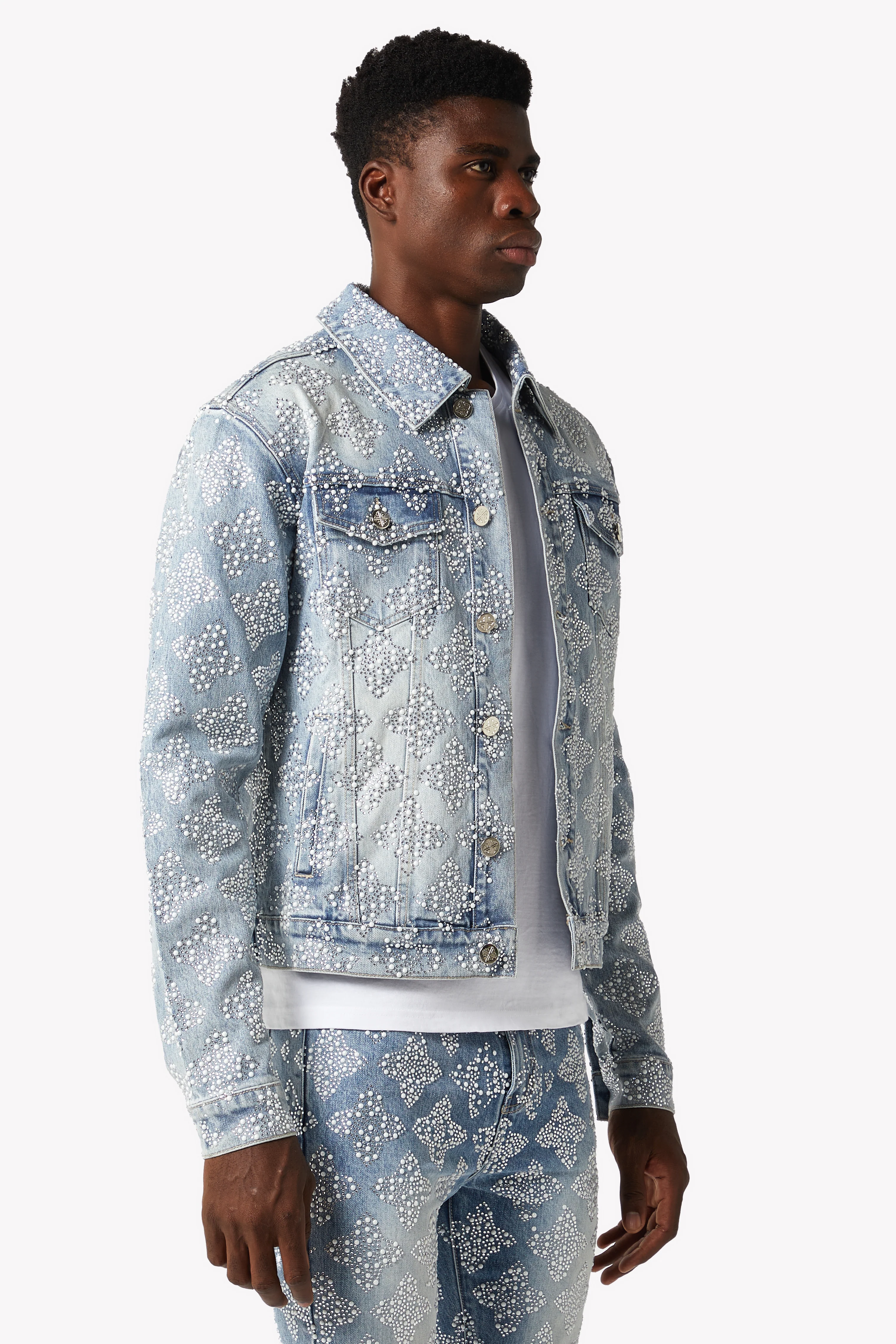 Aqua Blue Embellished Denim V4 - Image 5