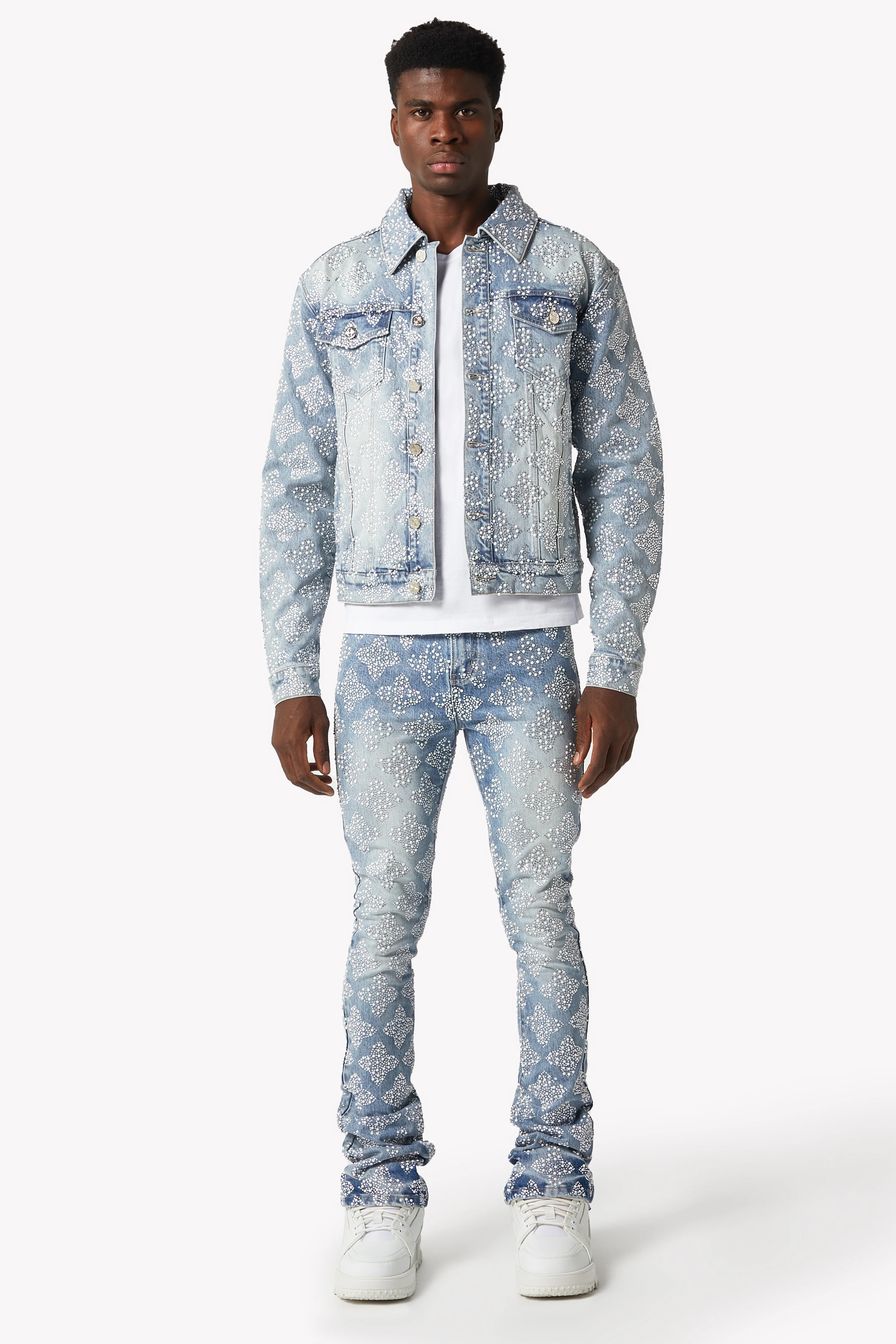 Aqua Blue Embellished Denim V4 - Image 6
