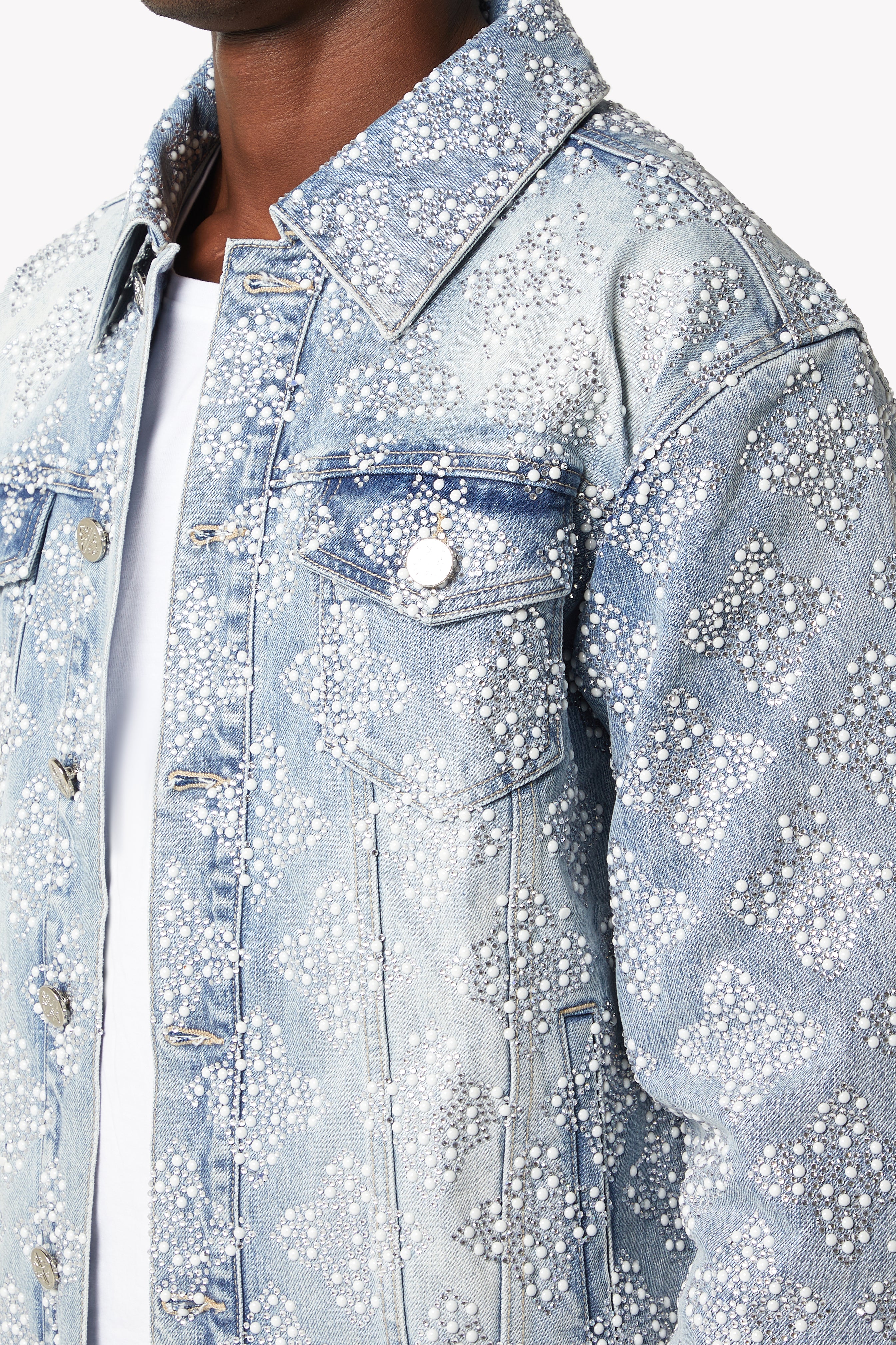 Aqua Blue Embellished Denim V4 - Image 7