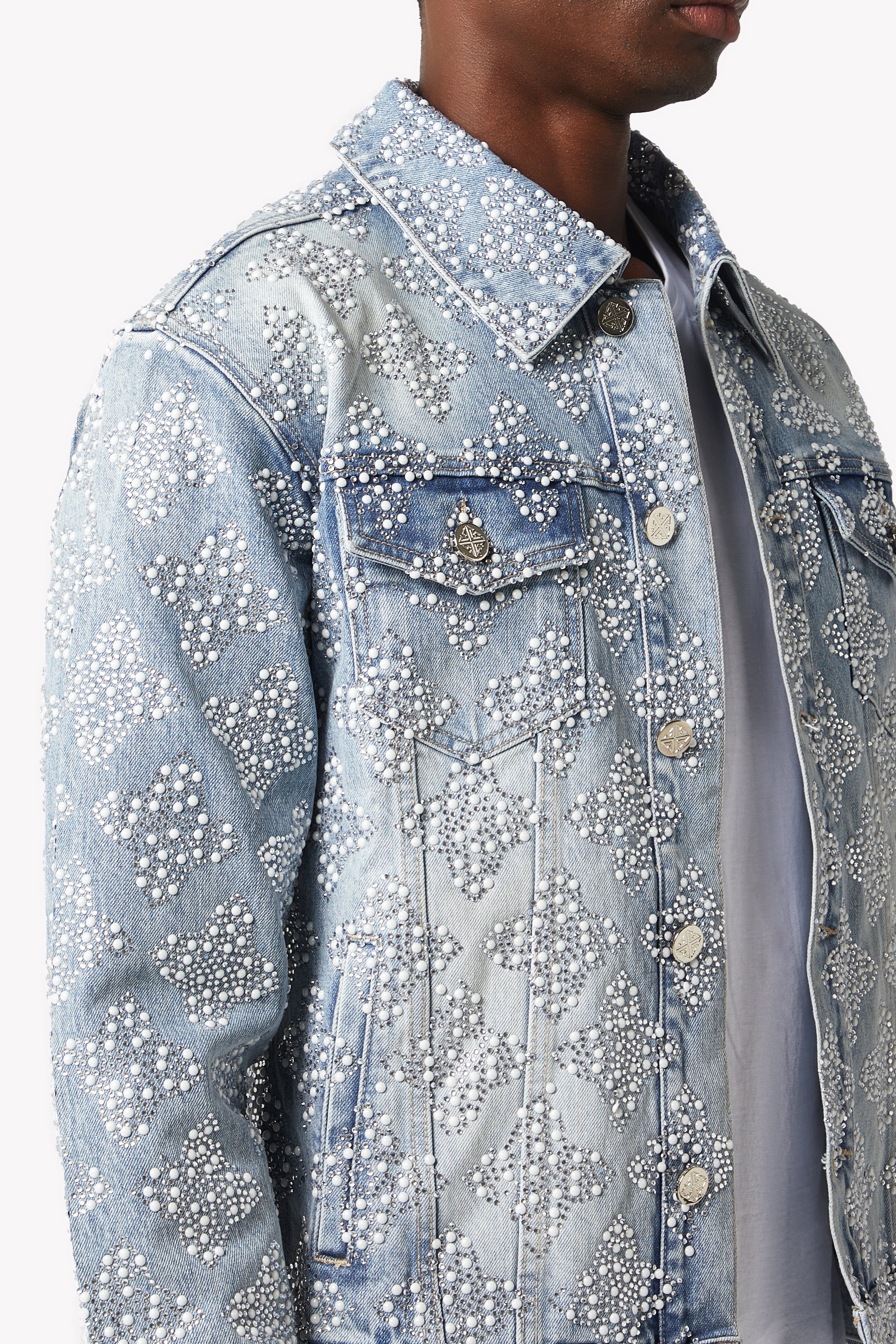 Aqua Blue Embellished Denim V4 - Image 8