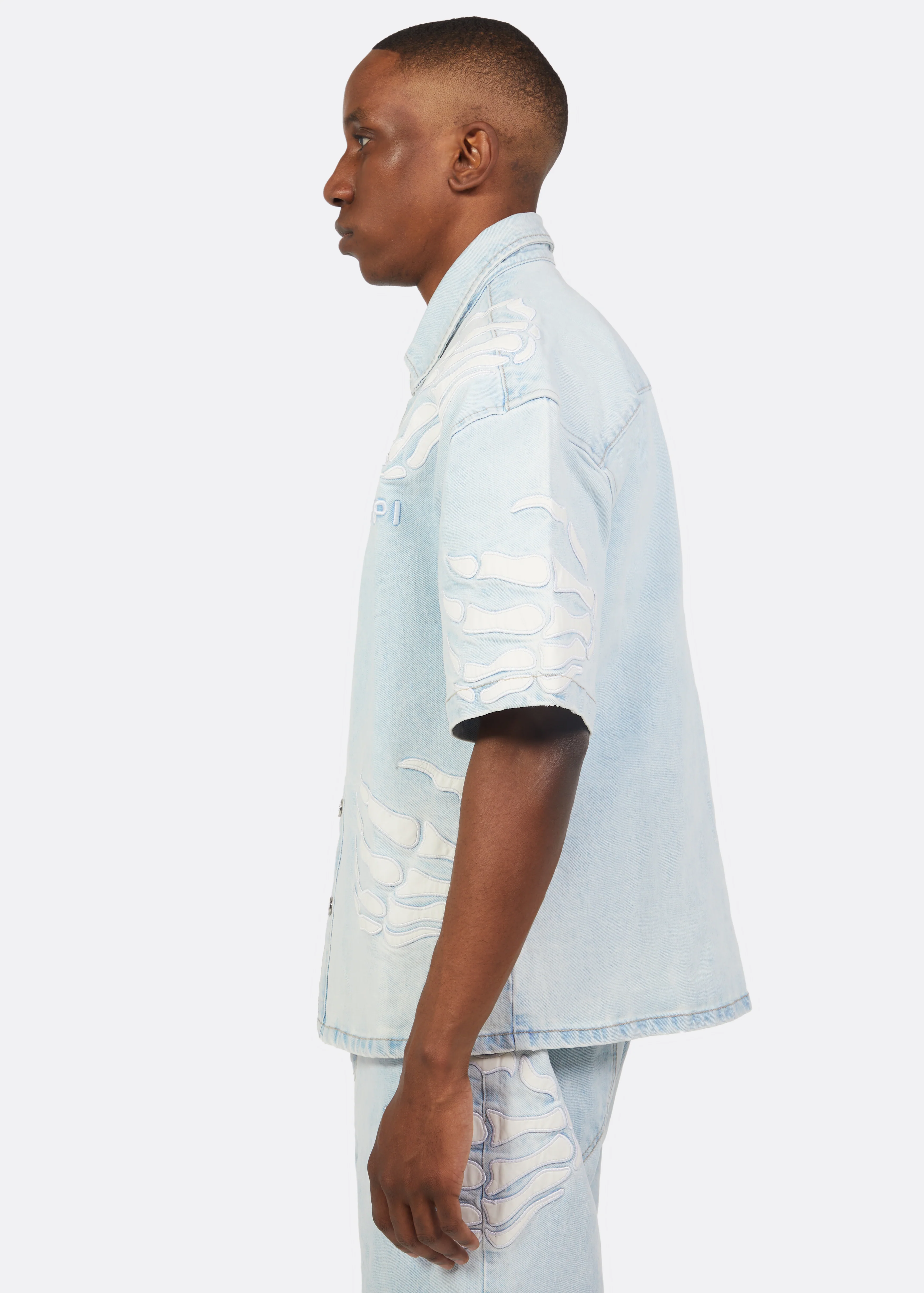Aqua Blue Hell Dragger Denim Shirt - Image 2