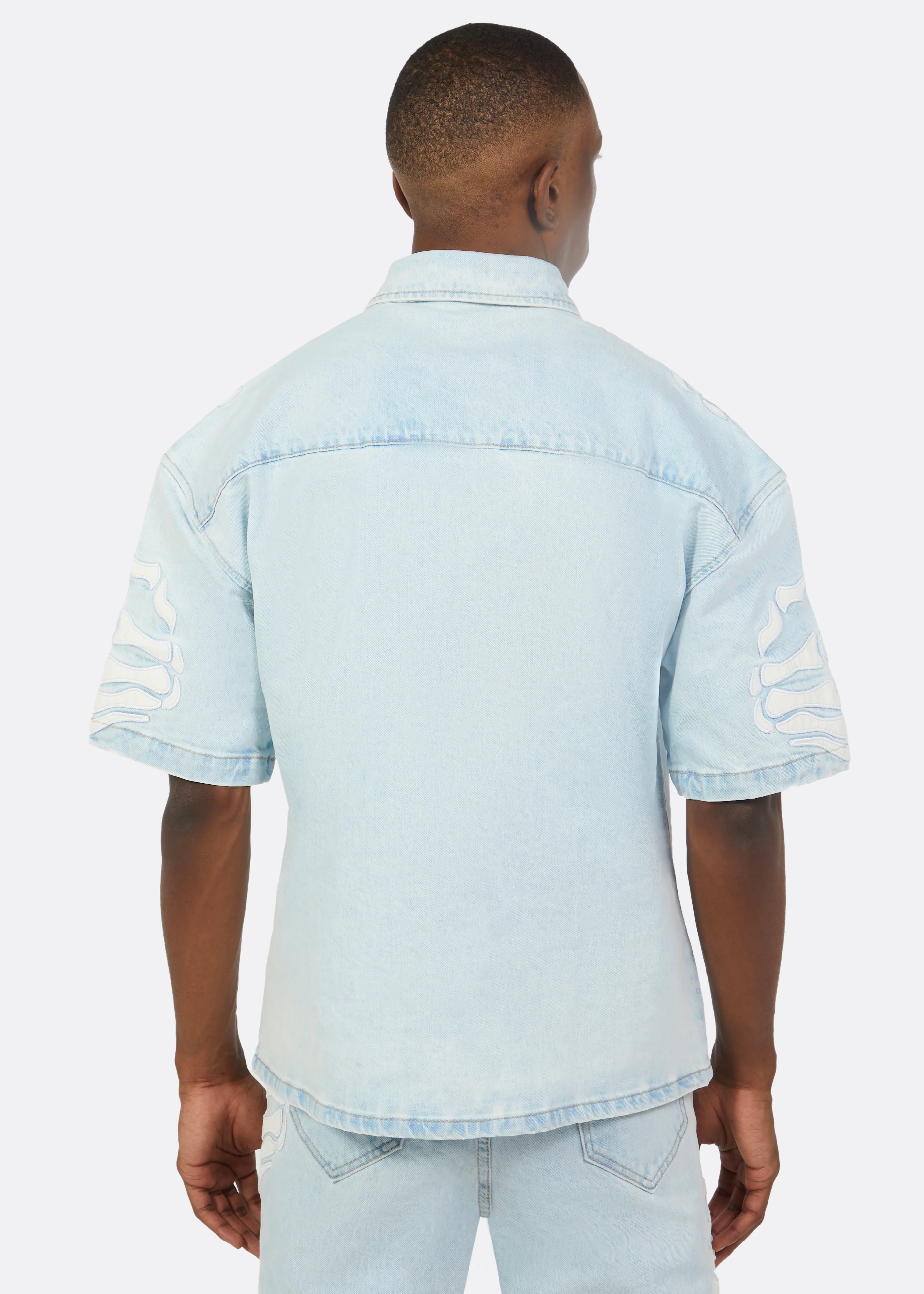 Aqua Blue Hell Dragger Denim Shirt - Image 3