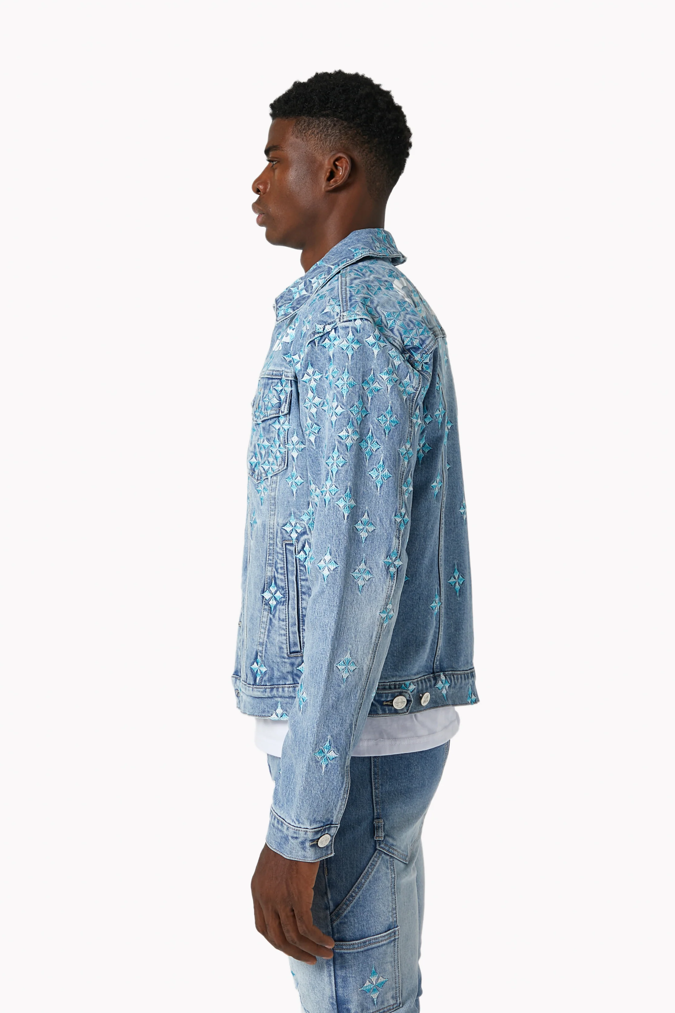 Aqua Blue Starflare Denim Jacket - Image 3