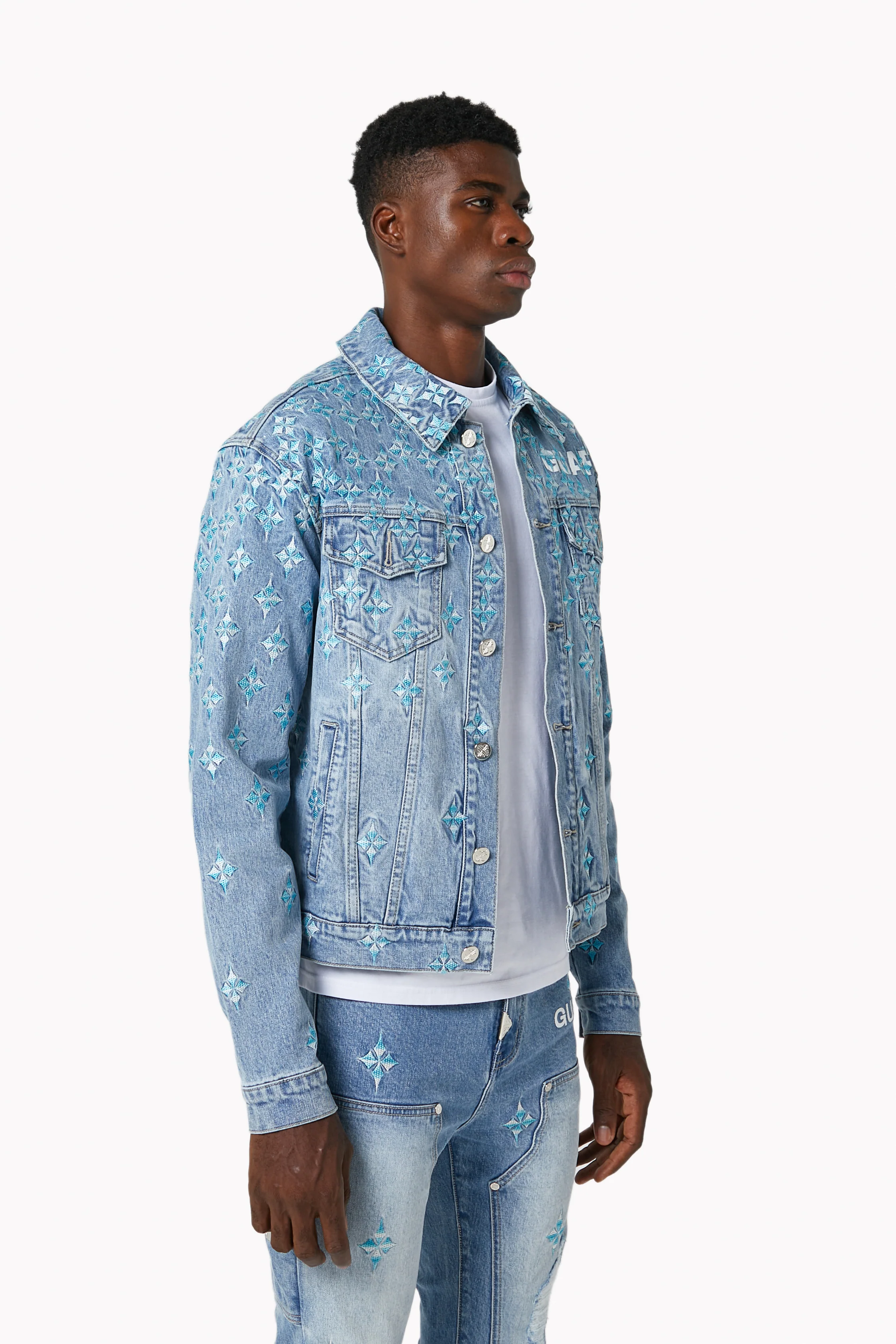 Aqua Blue Starflare Denim Jacket - Image 5