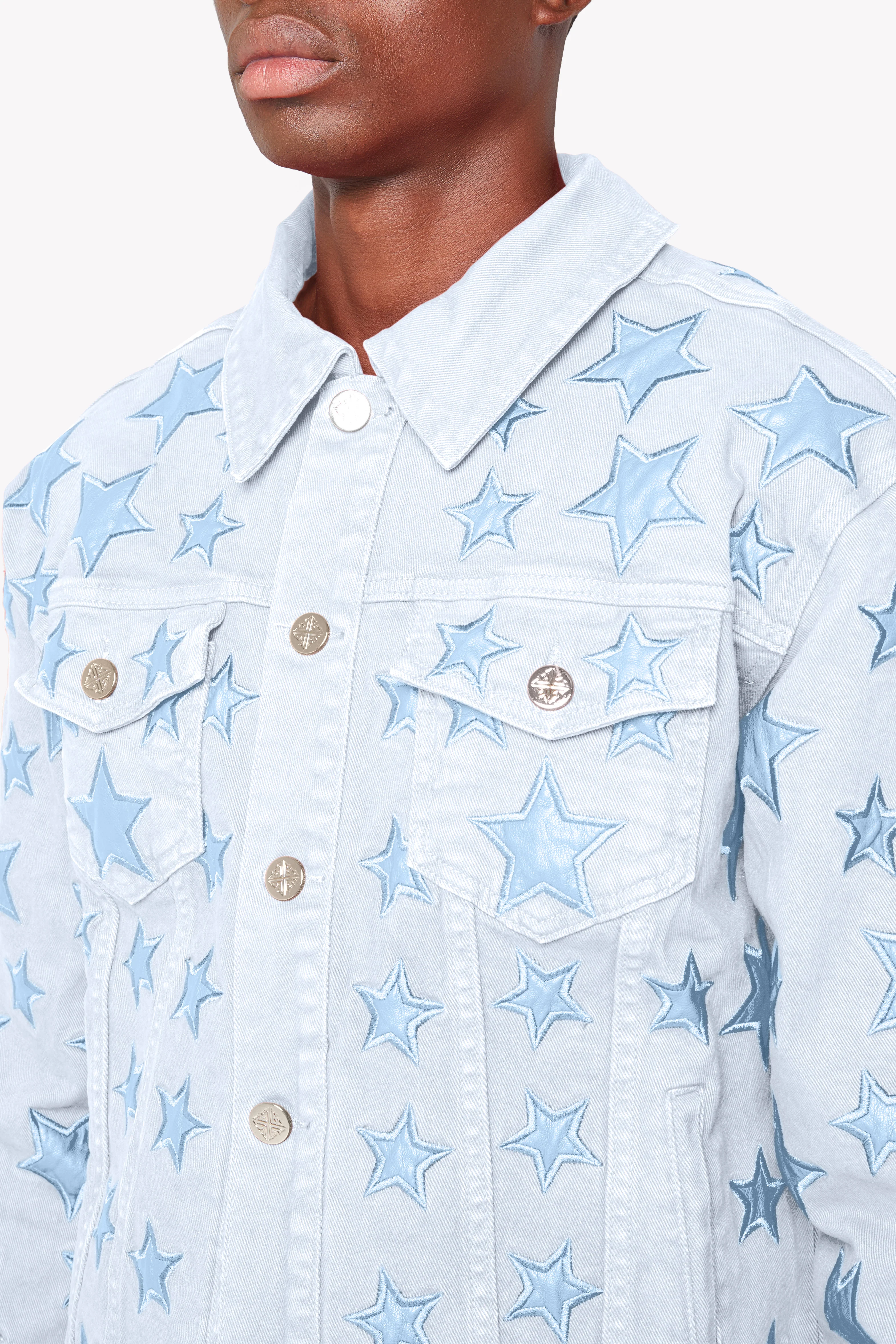Aqua Blue Stars Denim Jacket - Image 6