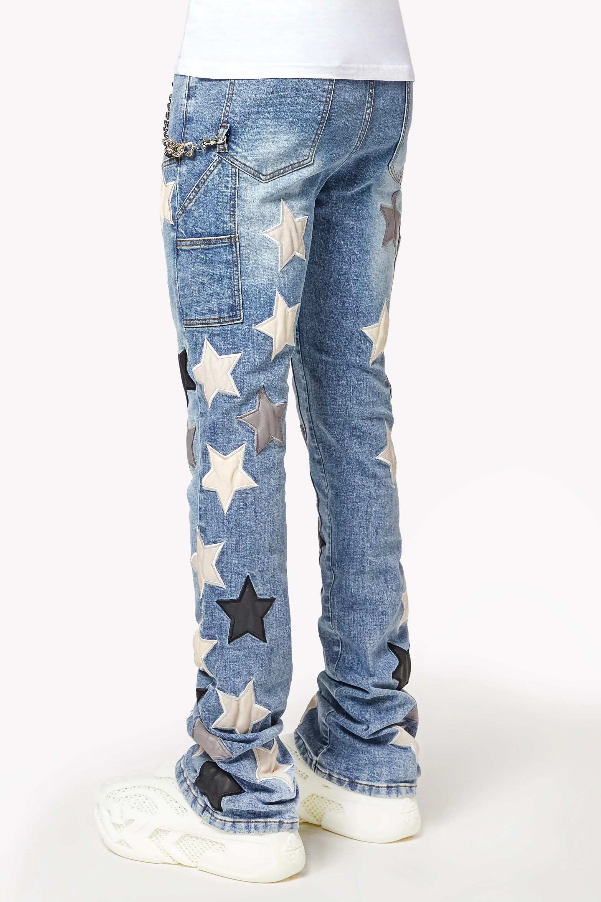 Aqua Blue Vintage Stars Denim - Image 3
