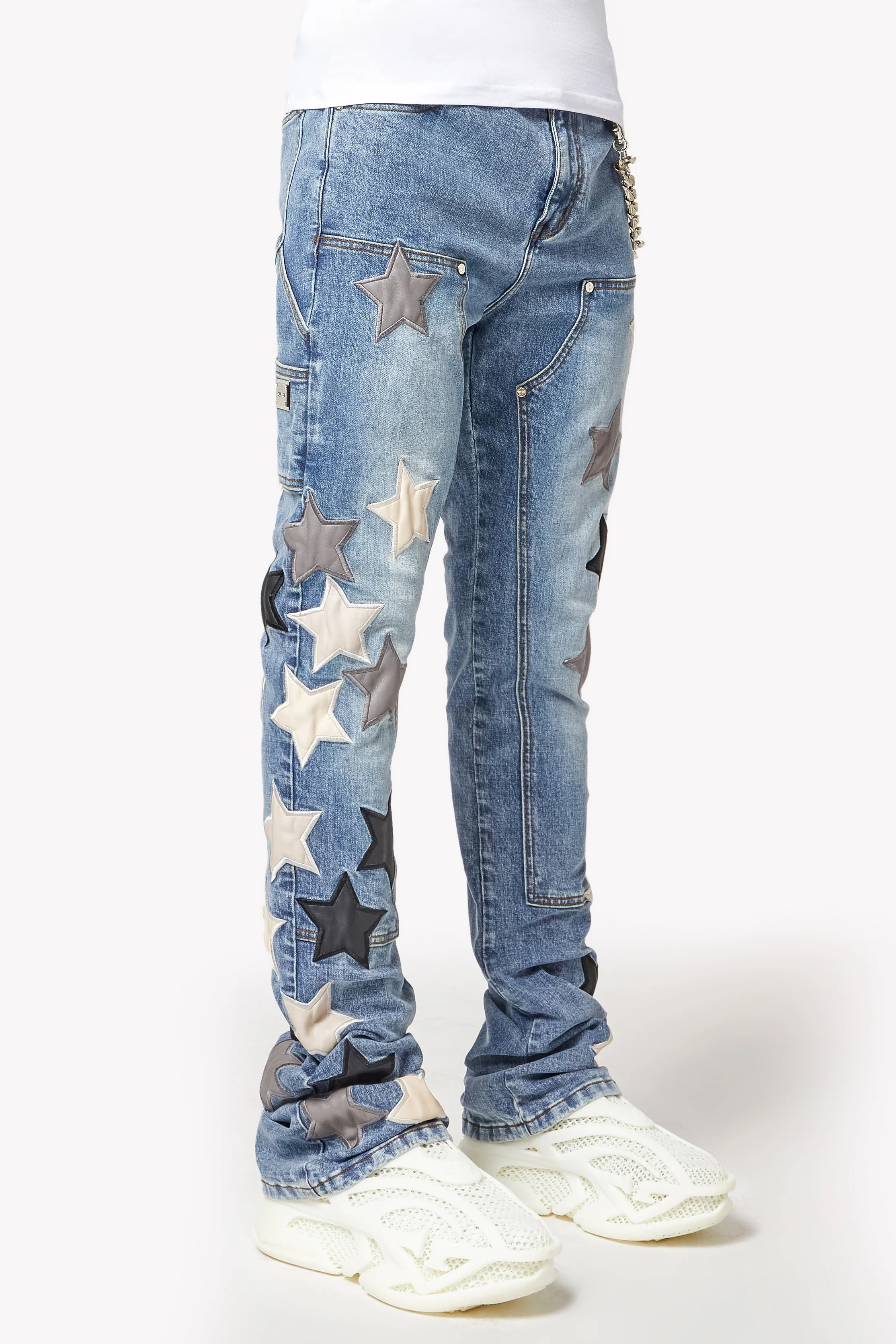 Aqua Blue Vintage Stars Denim - Image 5