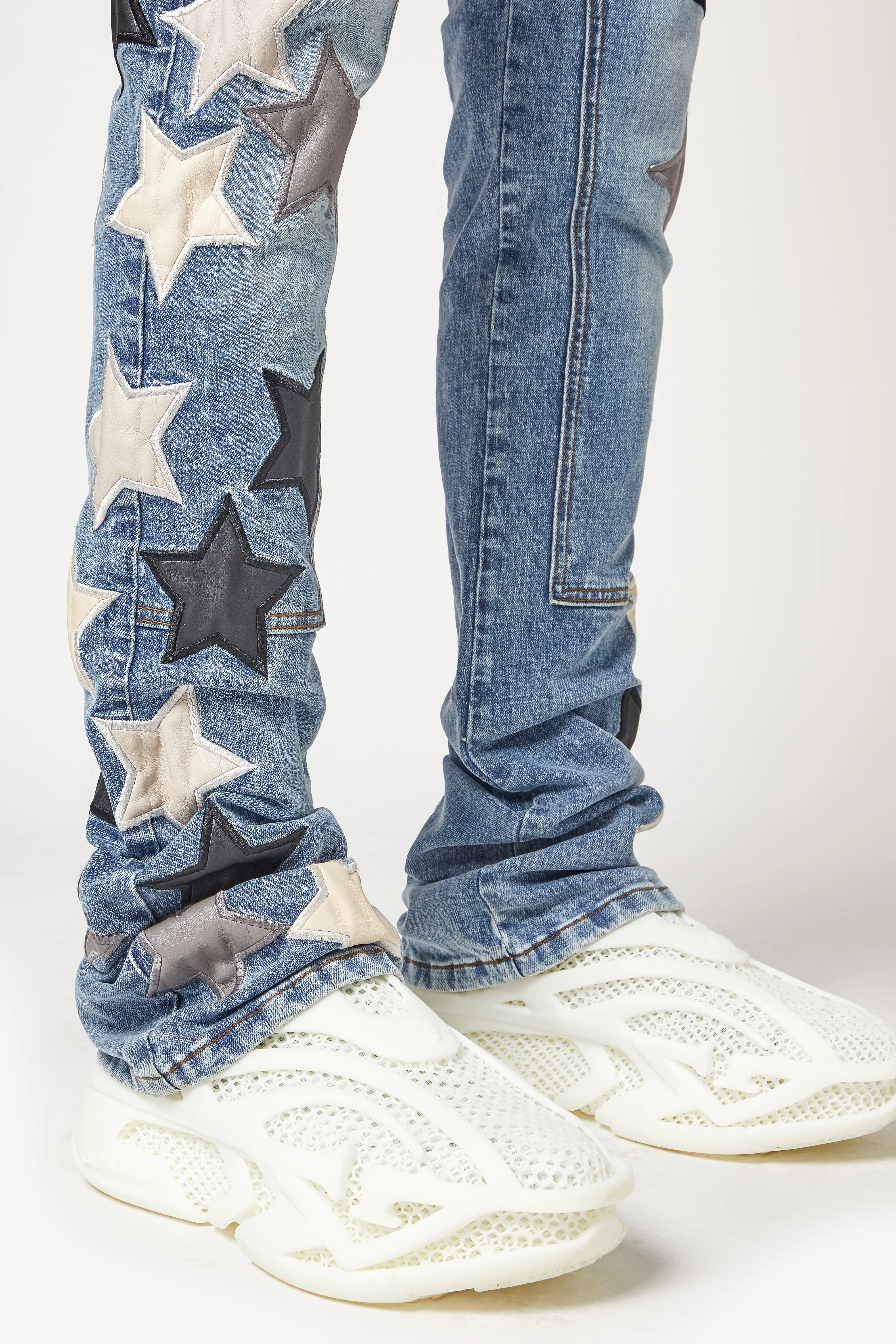 Aqua Blue Vintage Stars Denim - Image 7
