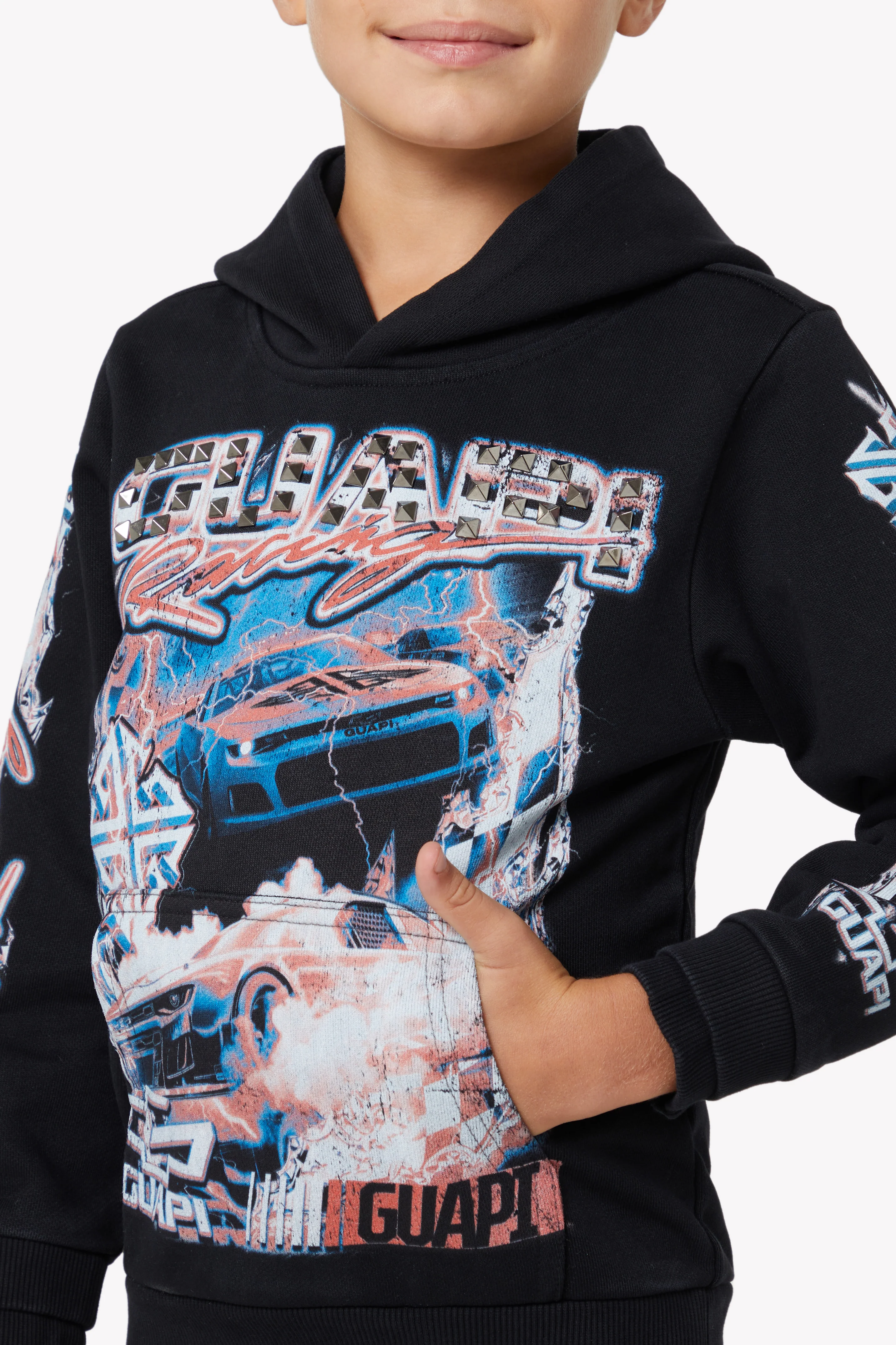 Black Nitro Drift Kids Hoodie - Image 6