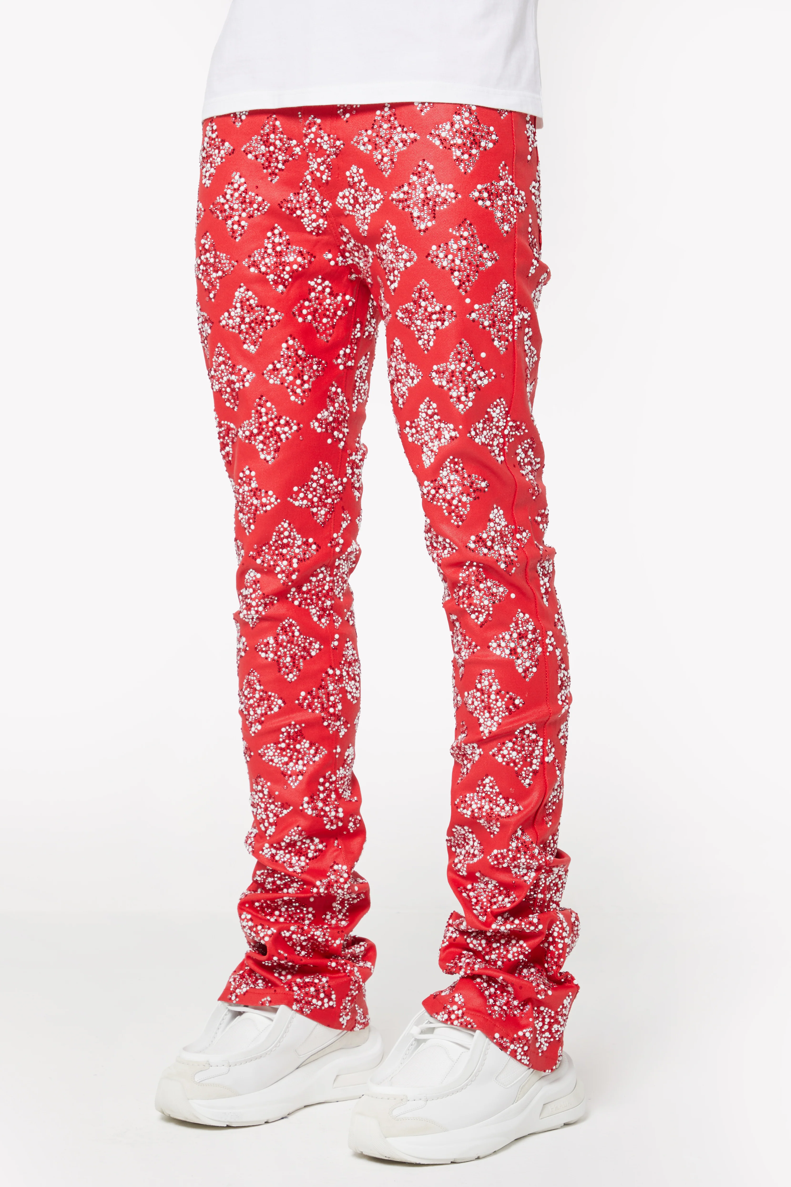 Blood Red Embellished Denim - Image 2