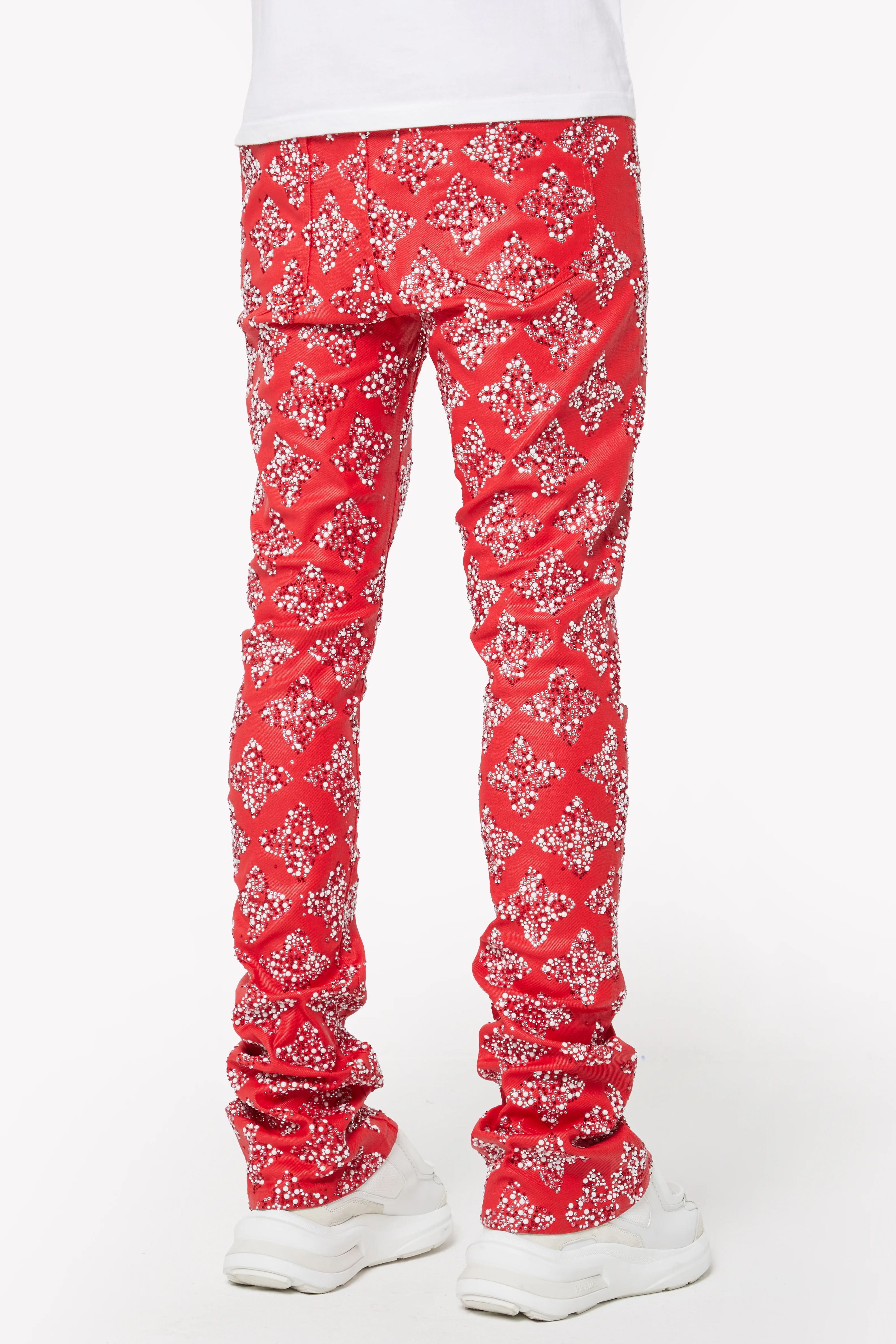 Blood Red Embellished Denim - Image 3