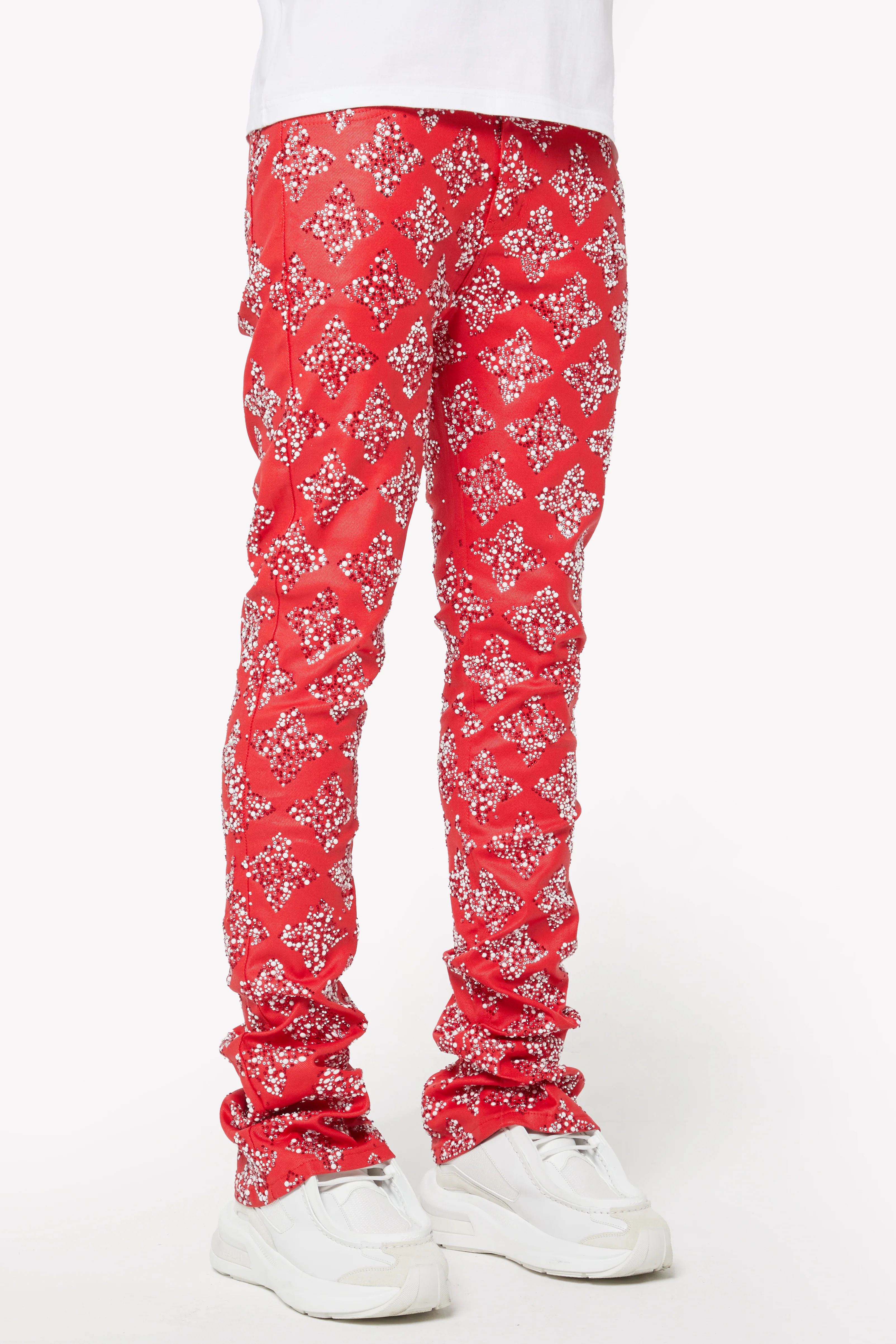 Blood Red Embellished Denim - Image 4