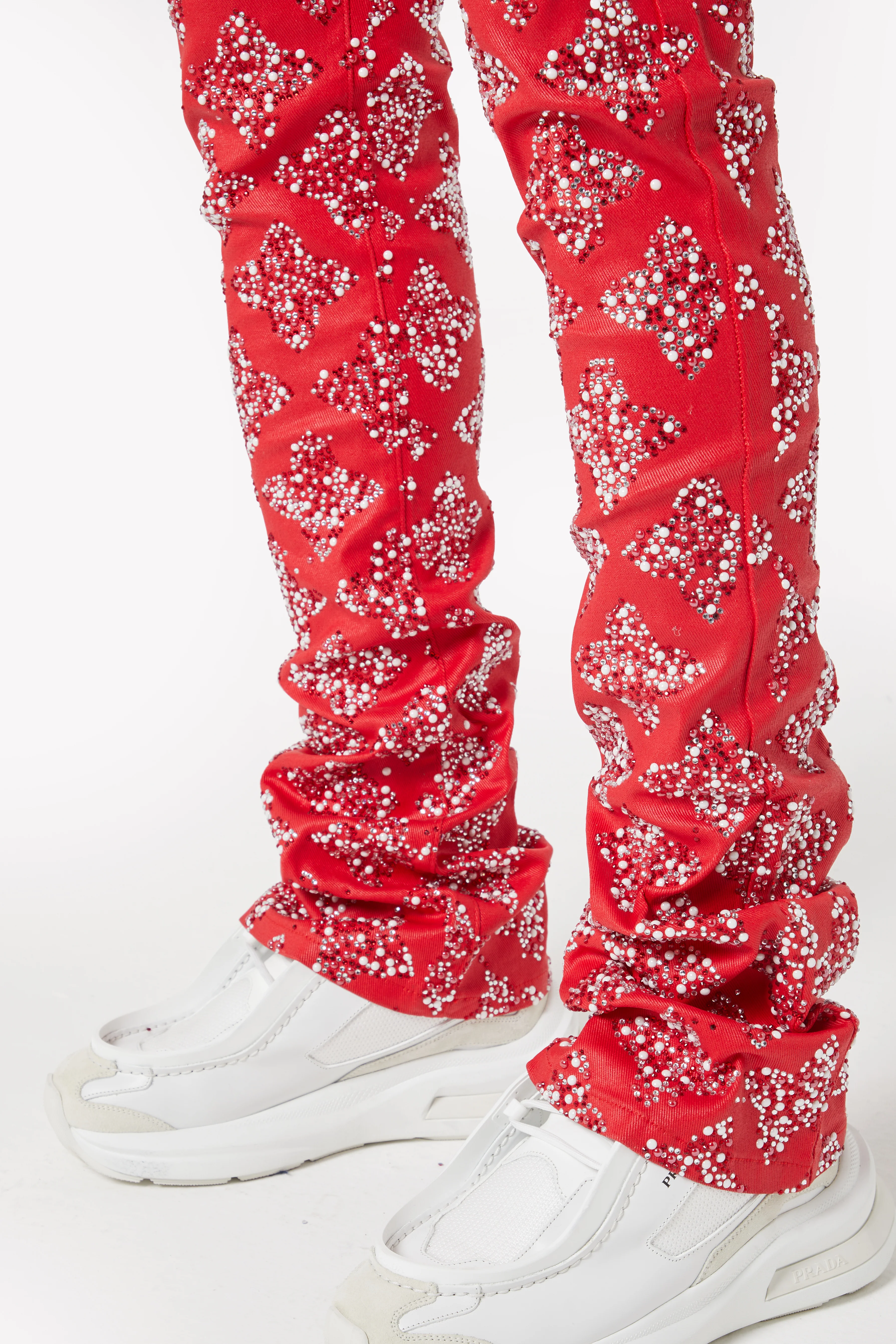 Blood Red Embellished Denim - Image 5