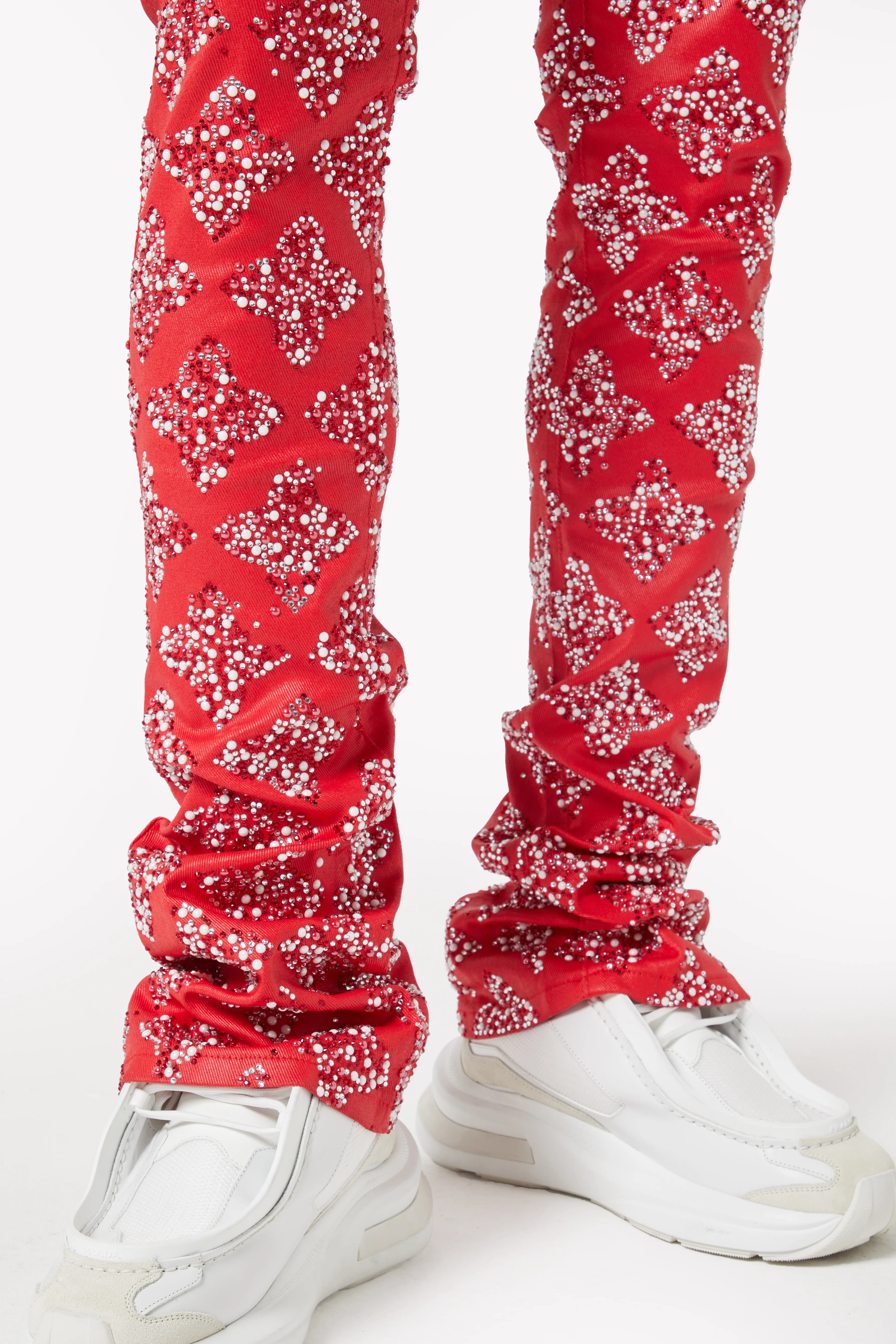 Blood Red Embellished Denim - Image 6