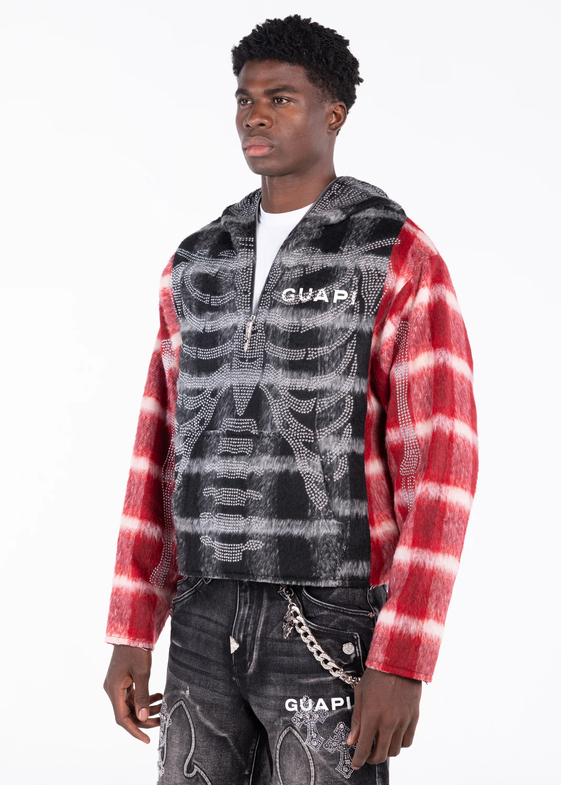 Blood Red Skeleton Half Zip Hoodie - Image 3