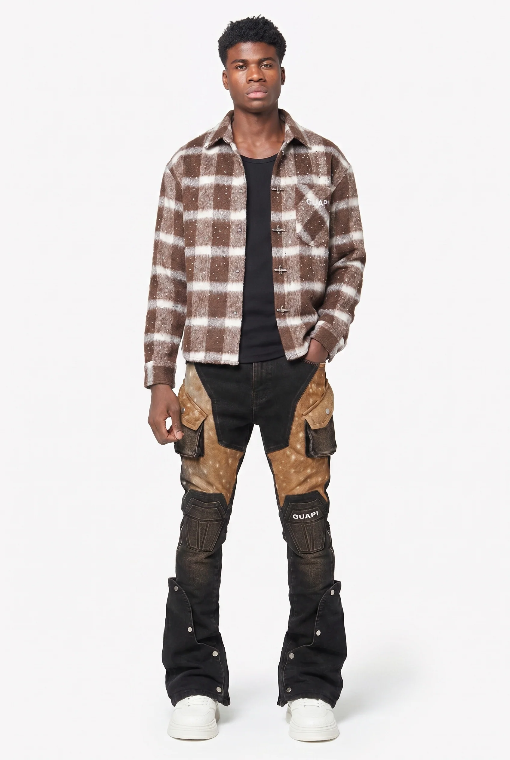 Brown Cowhide Cargo Denim - Image 4