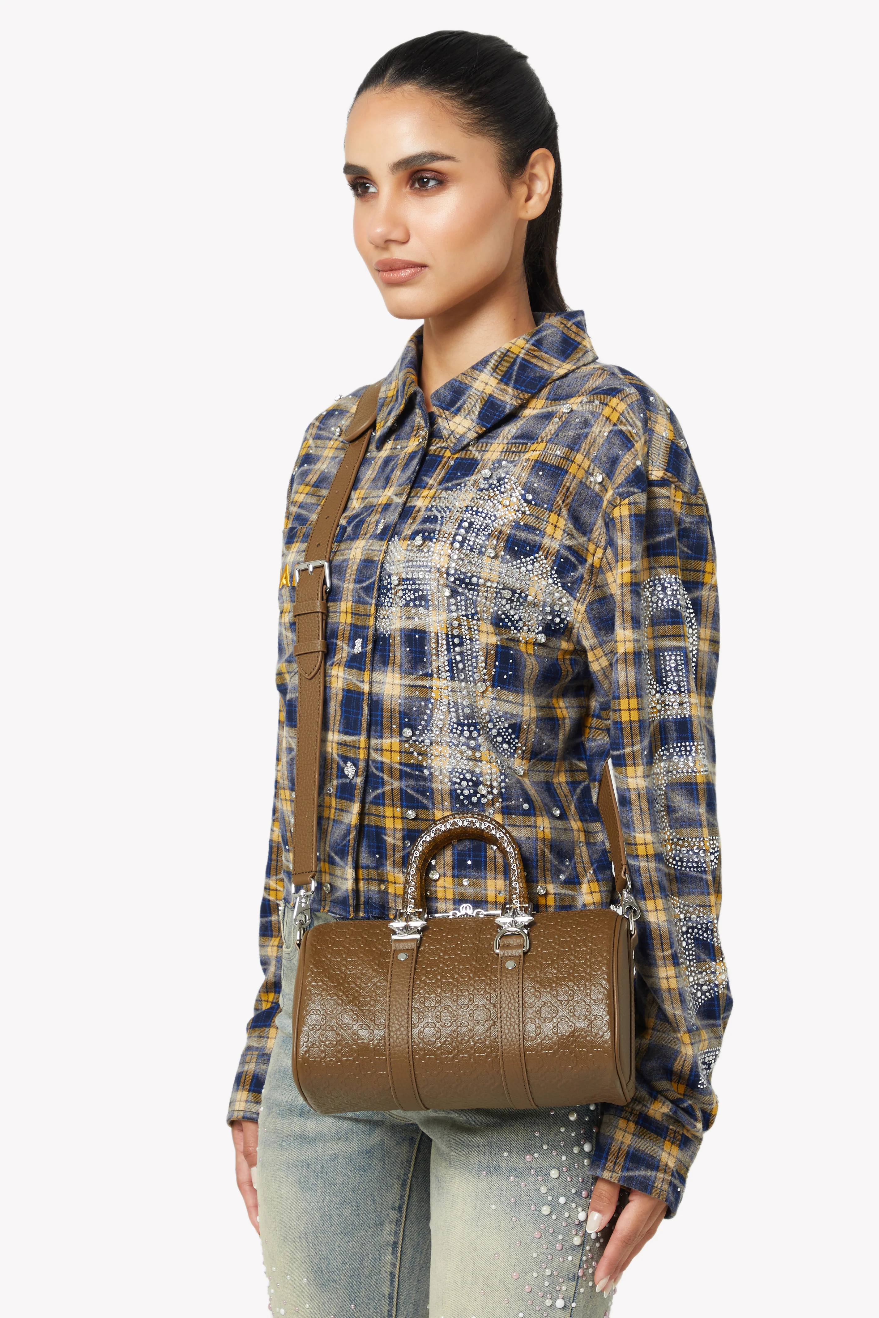 Cocoa Brown Mini Duffle Bag - Image 9