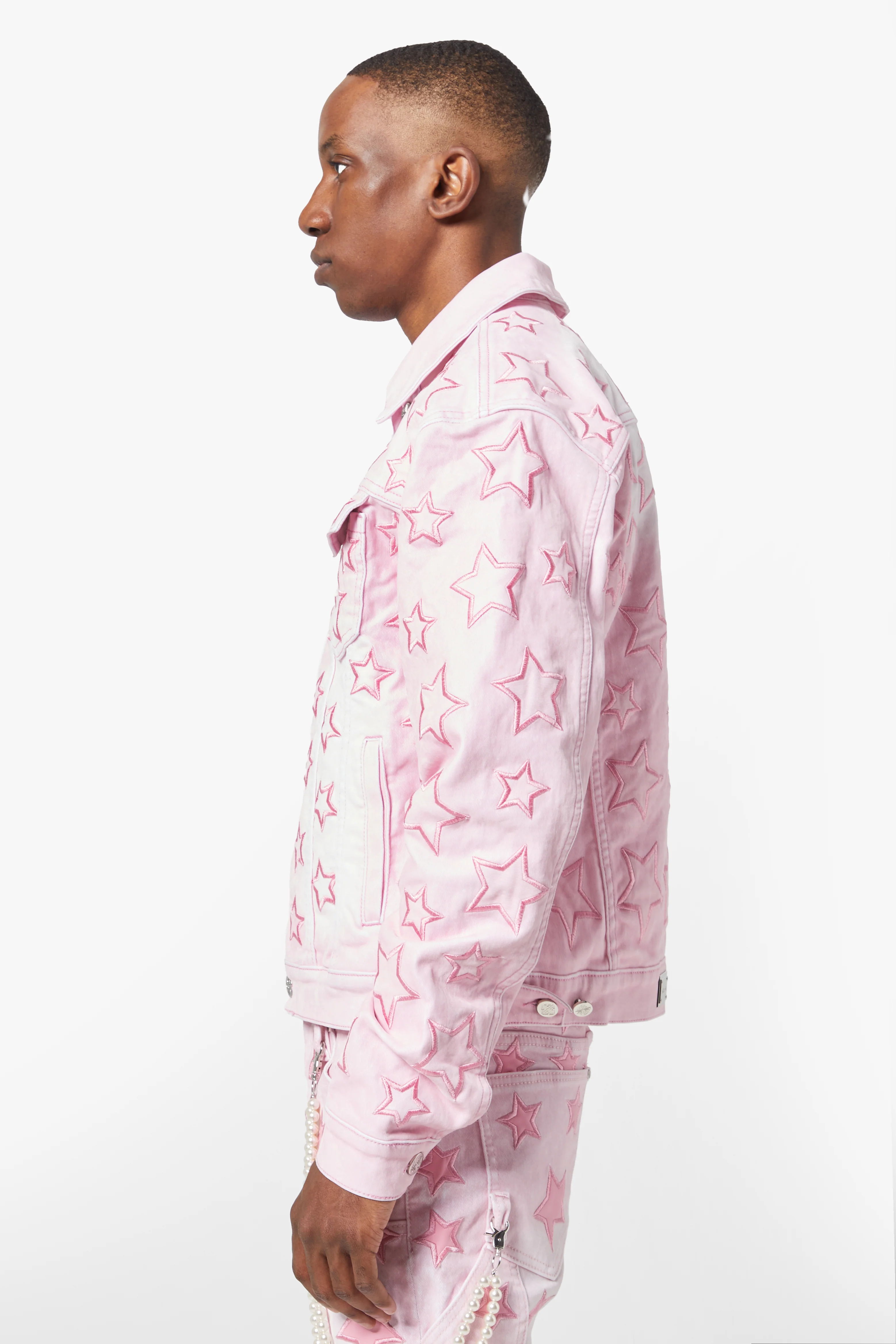 French Rose Stars Denim Jacket - Image 2