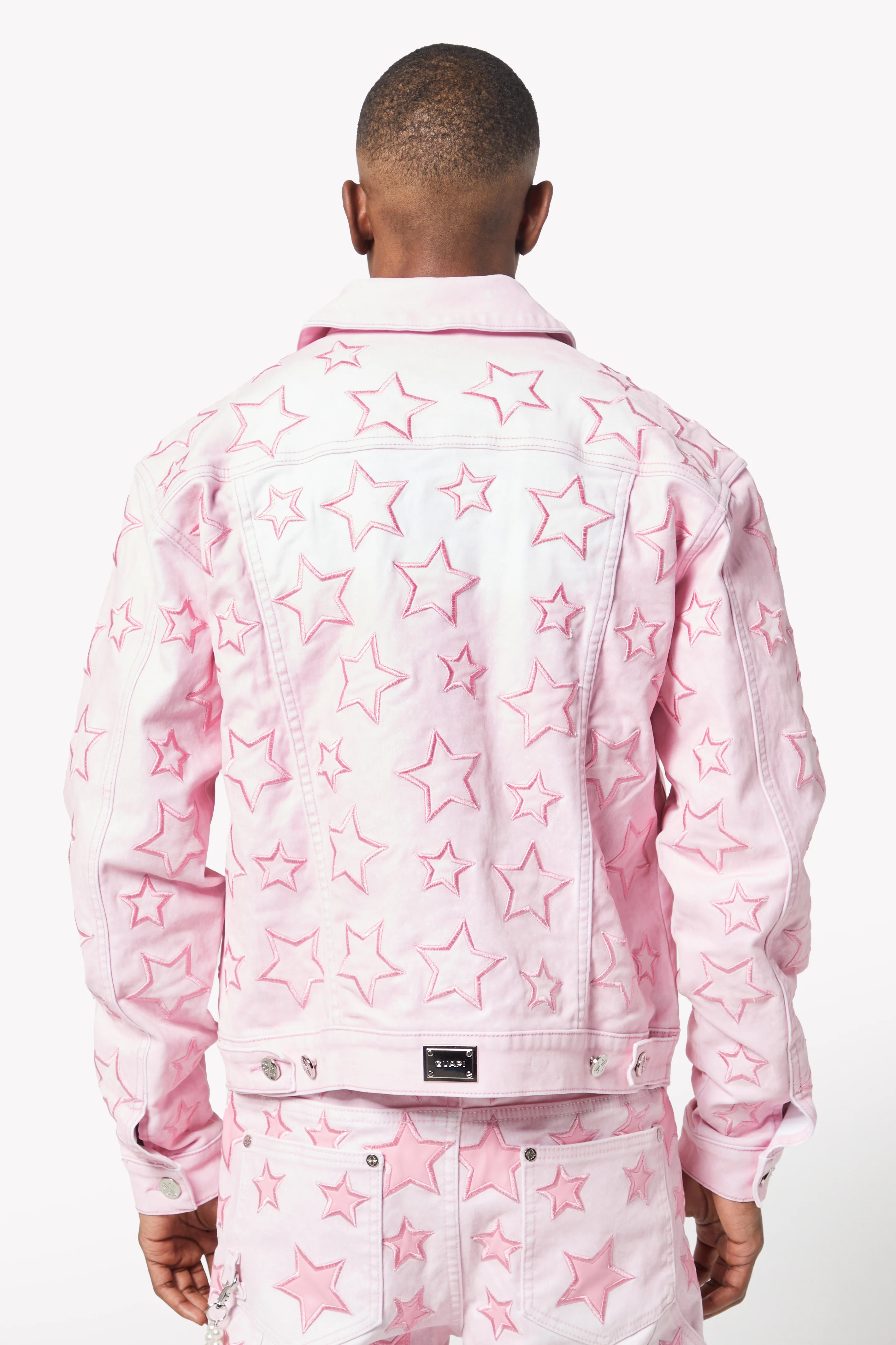 French Rose Stars Denim Jacket - Image 3