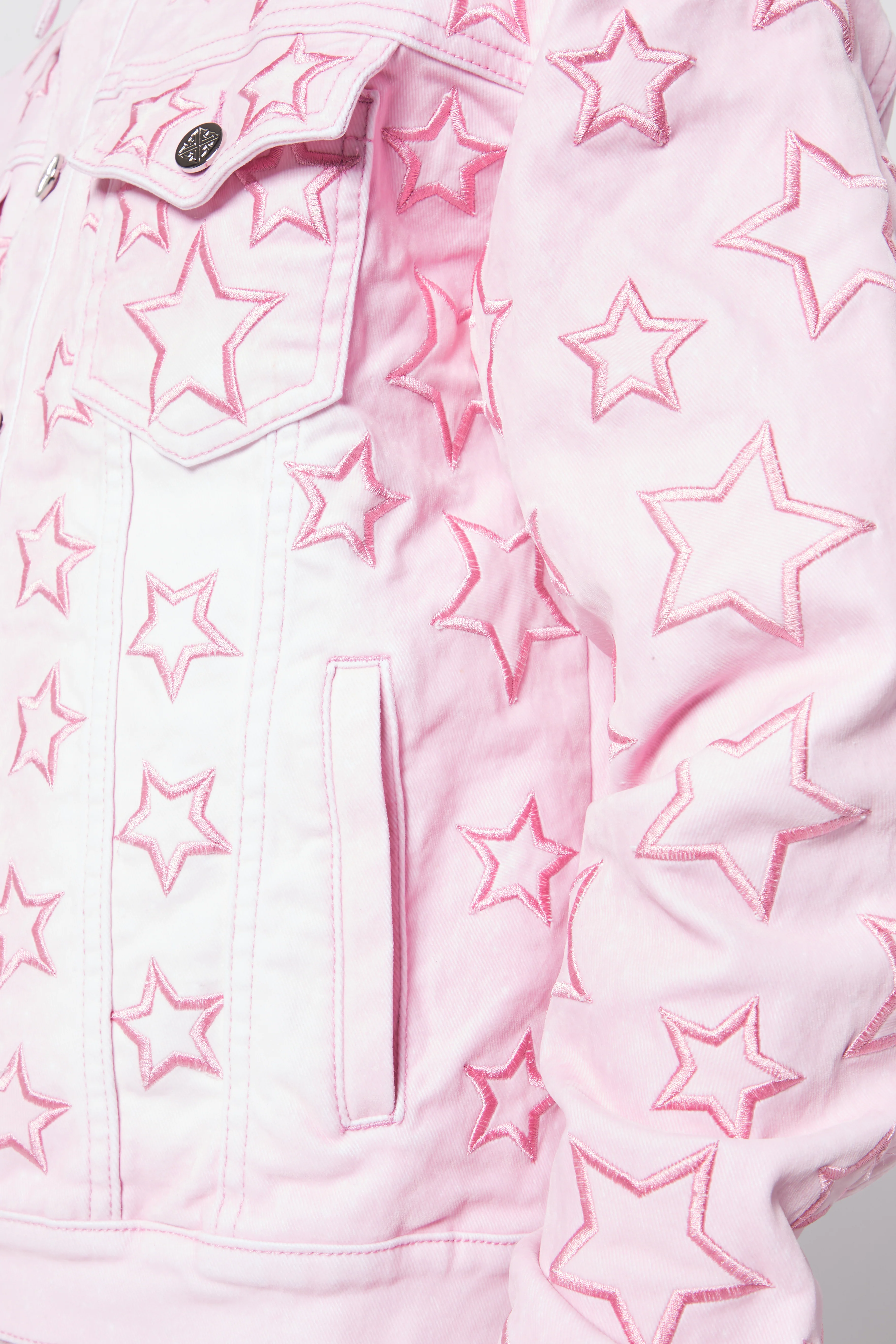 French Rose Stars Denim Jacket - Image 6