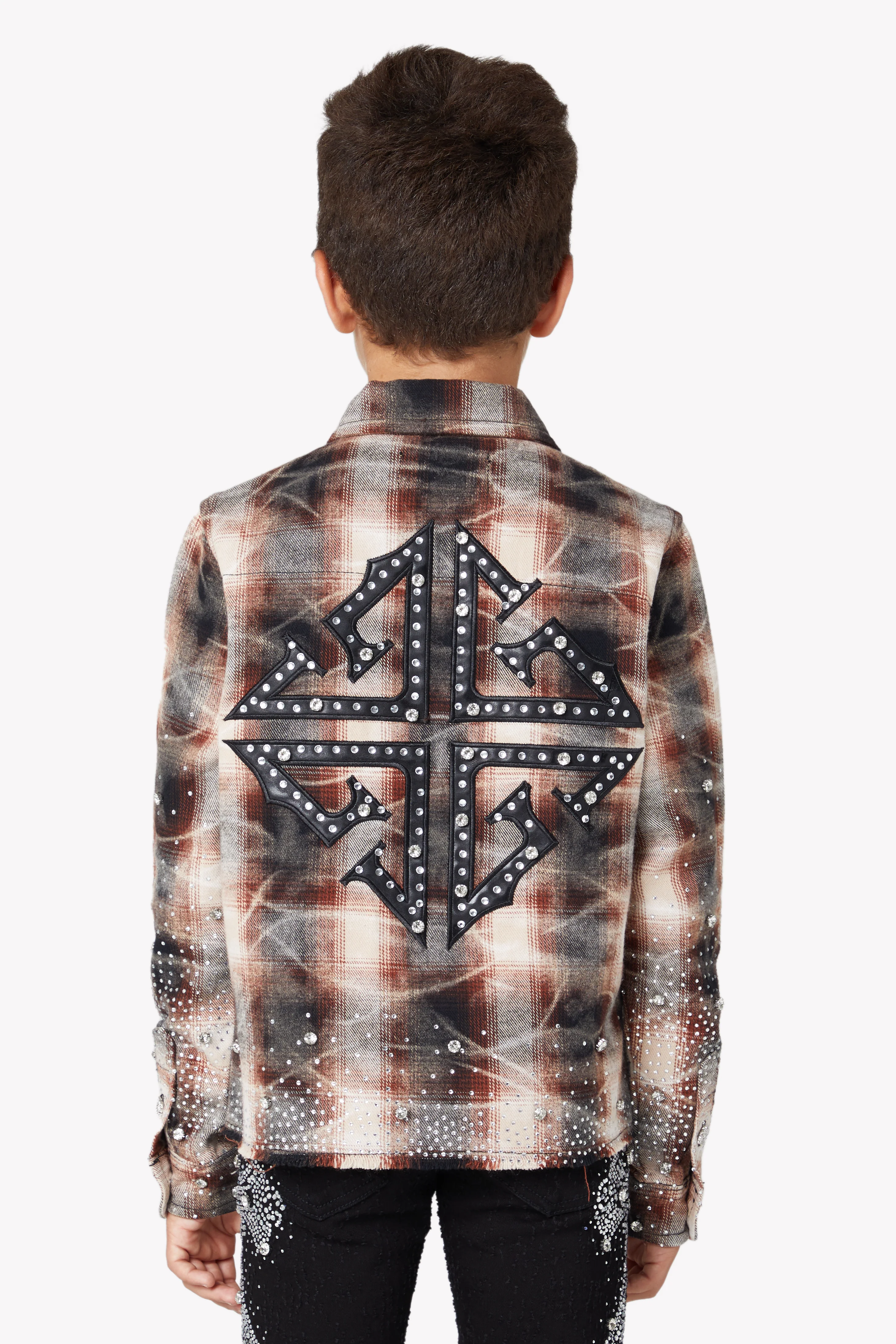 Mocha Rhinestone Kids Flannel - Image 3