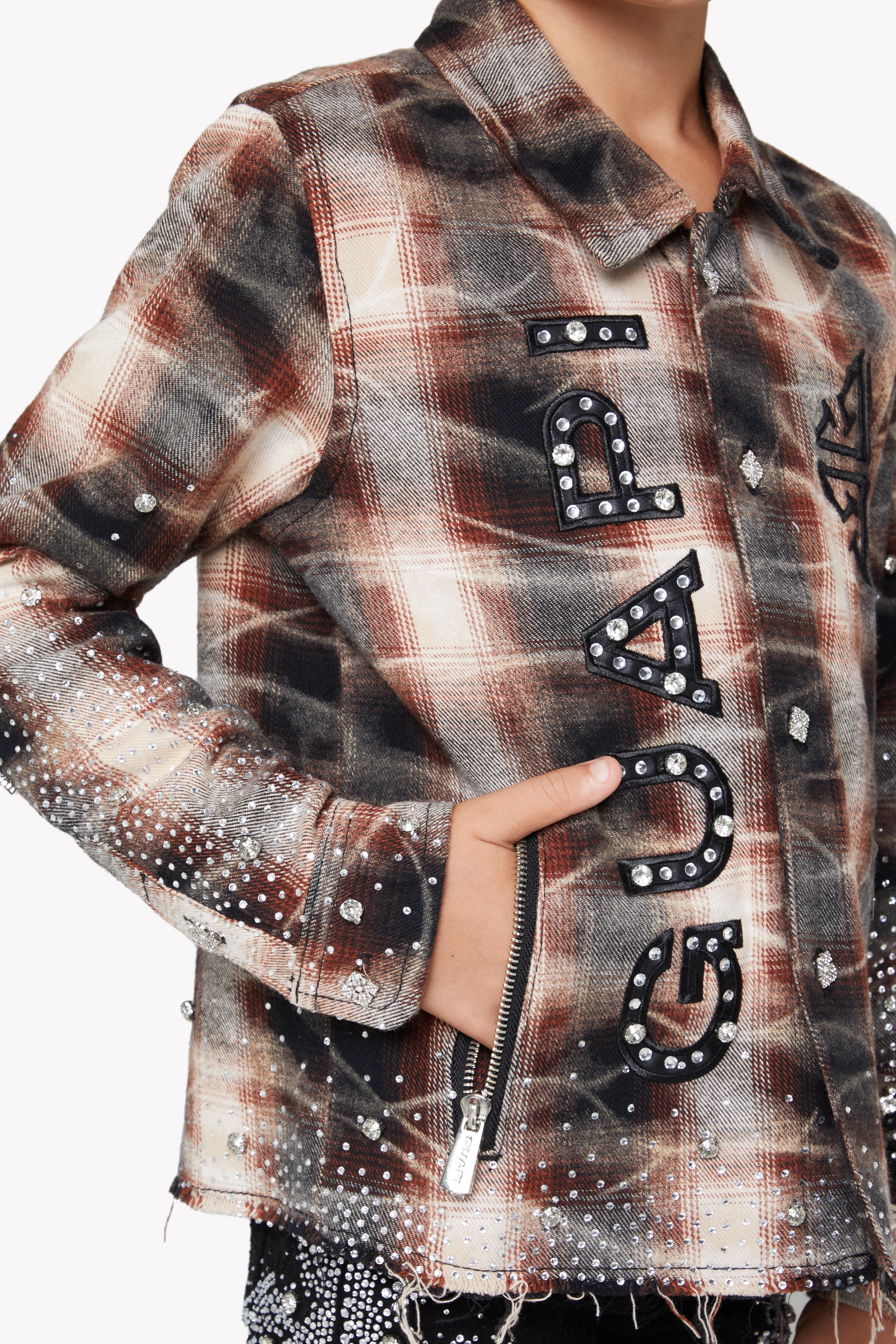 Mocha Rhinestone Kids Flannel - Image 6
