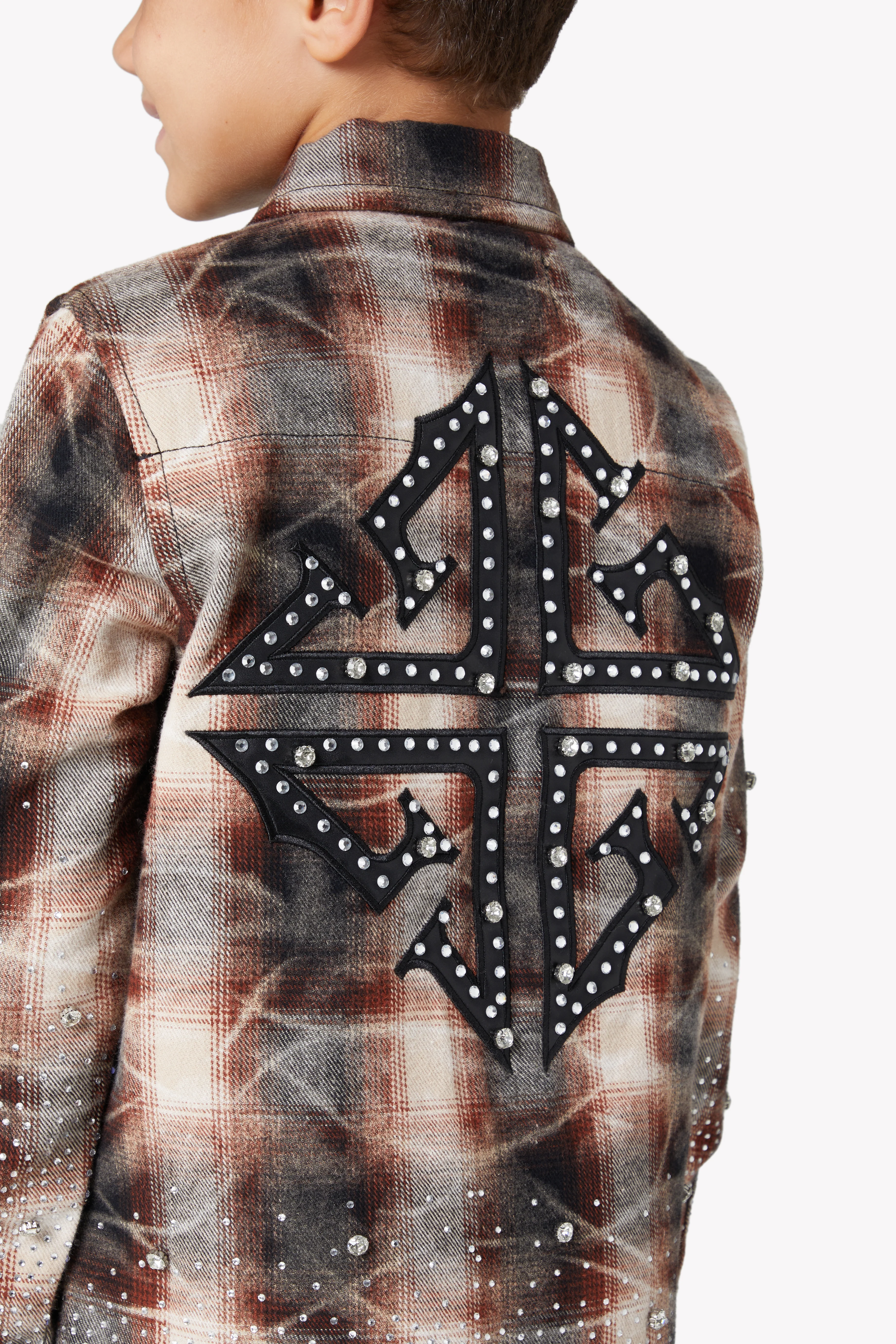 Mocha Rhinestone Kids Flannel - Image 7