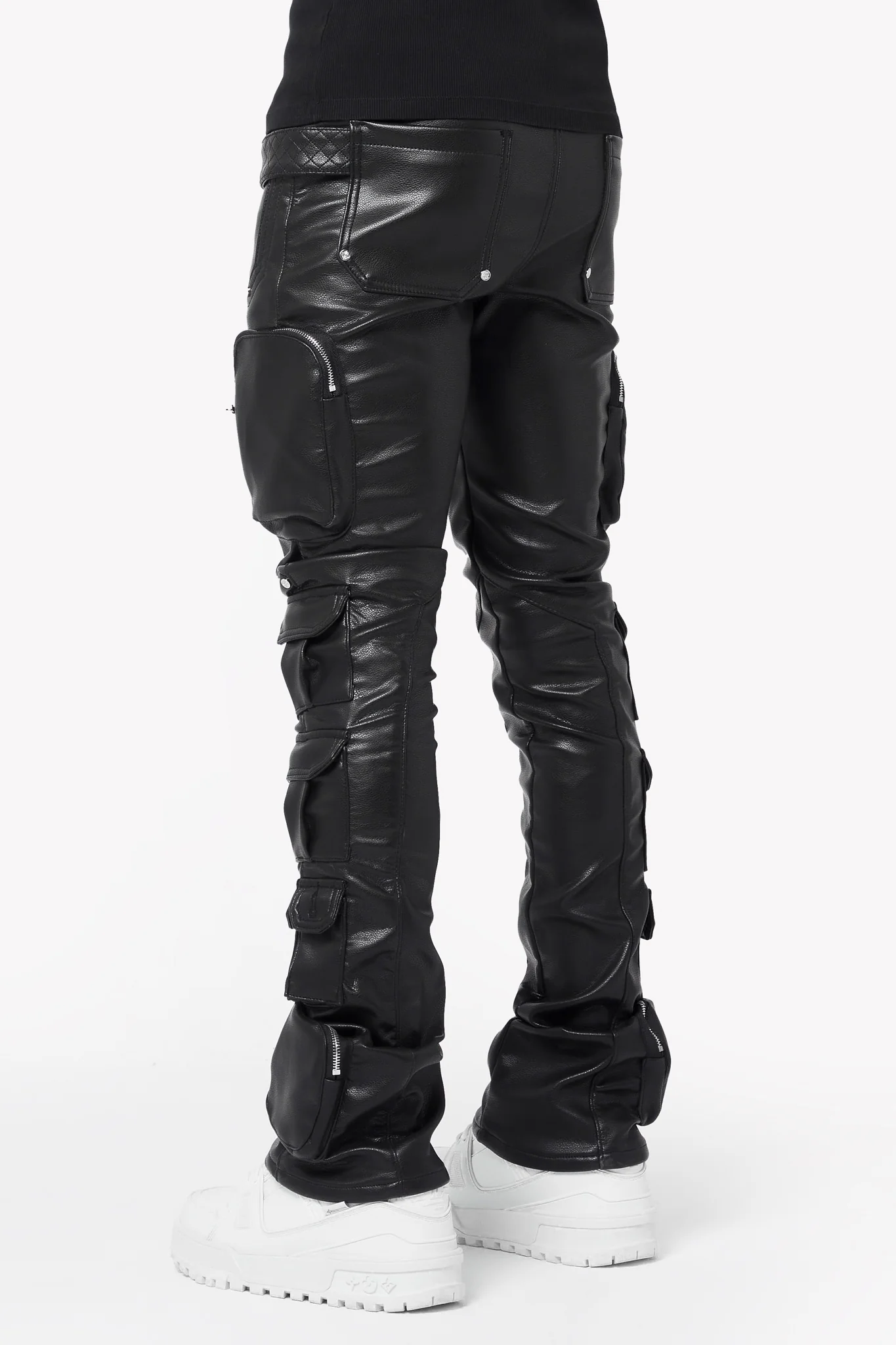 Obsidian Black Cargo Leather Pant - Image 3