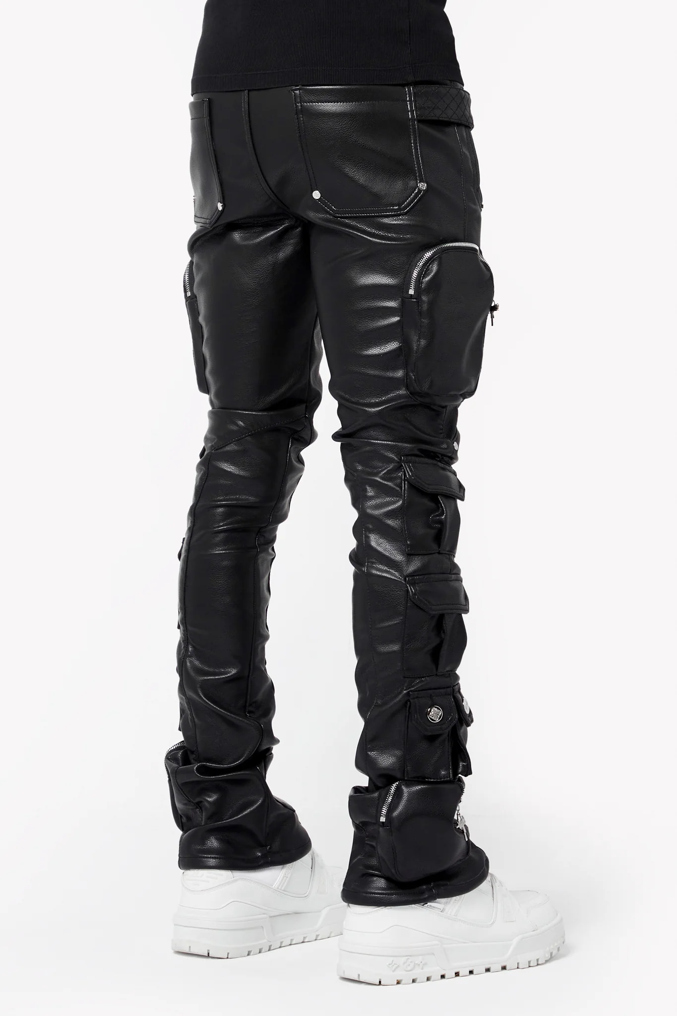 Obsidian Black Cargo Leather Pant - Image 4