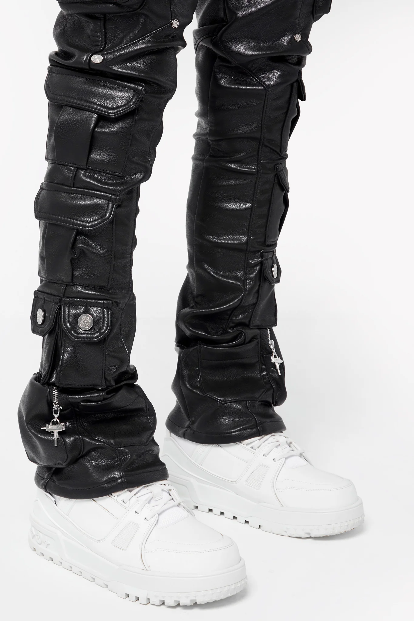 Obsidian Black Cargo Leather Pant - Image 5