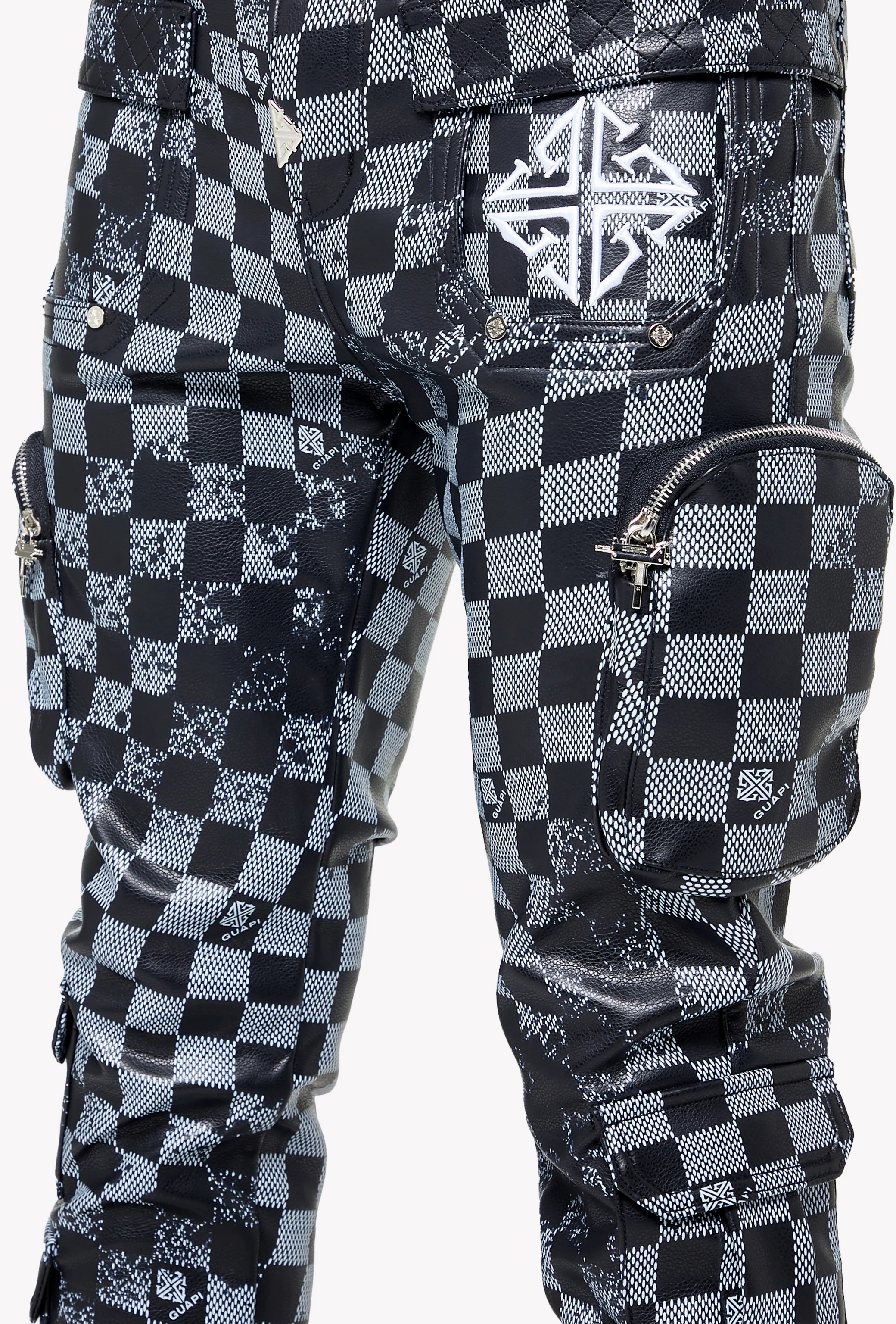 Obsidian Black Checkerboard Leather Pant - Image 10
