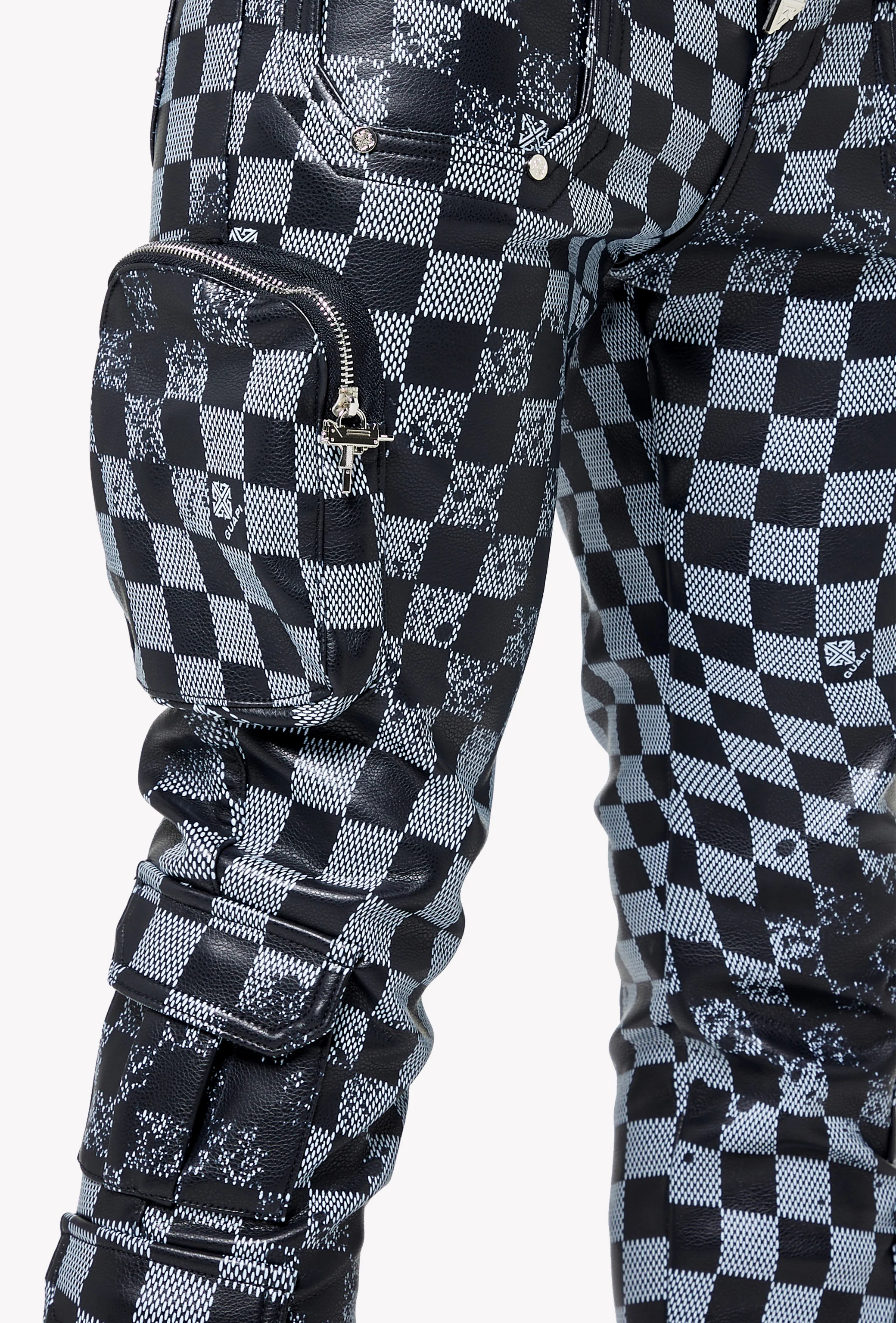 Obsidian Black Checkerboard Leather Pant - Image 11