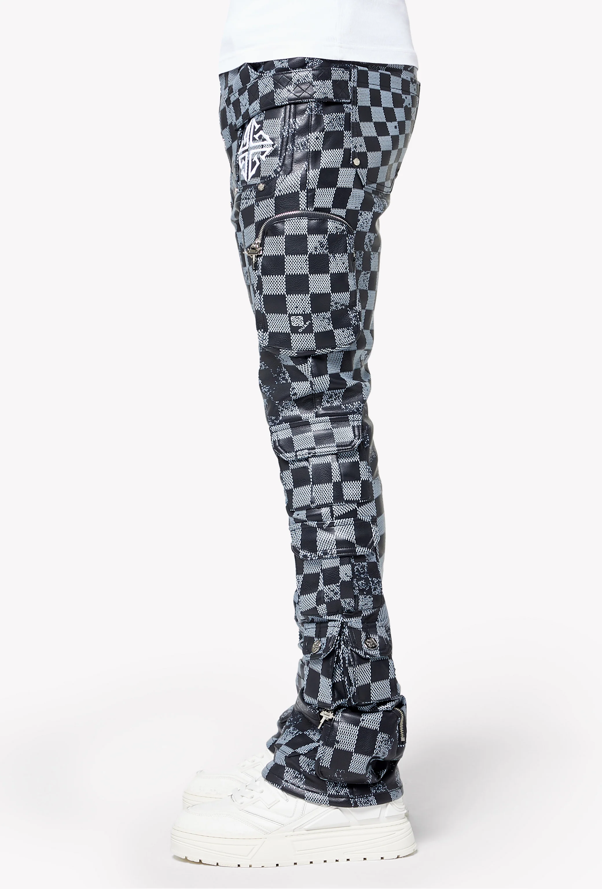 Obsidian Black Checkerboard Leather Pant - Image 3