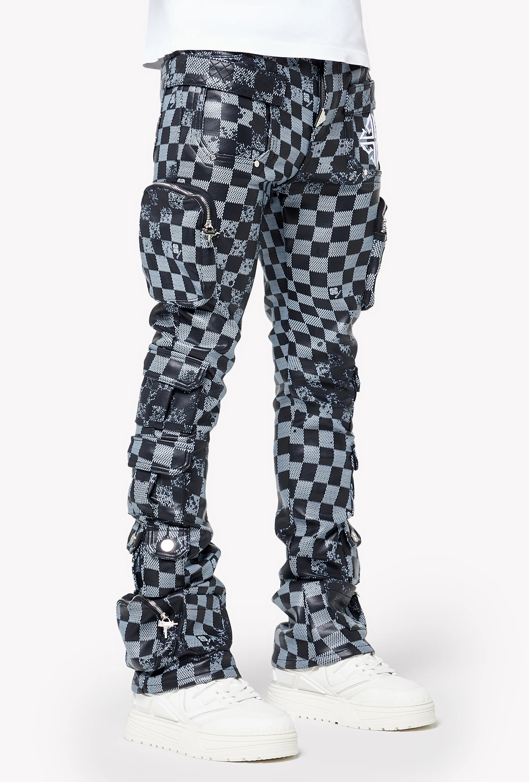 Obsidian Black Checkerboard Leather Pant - Image 6