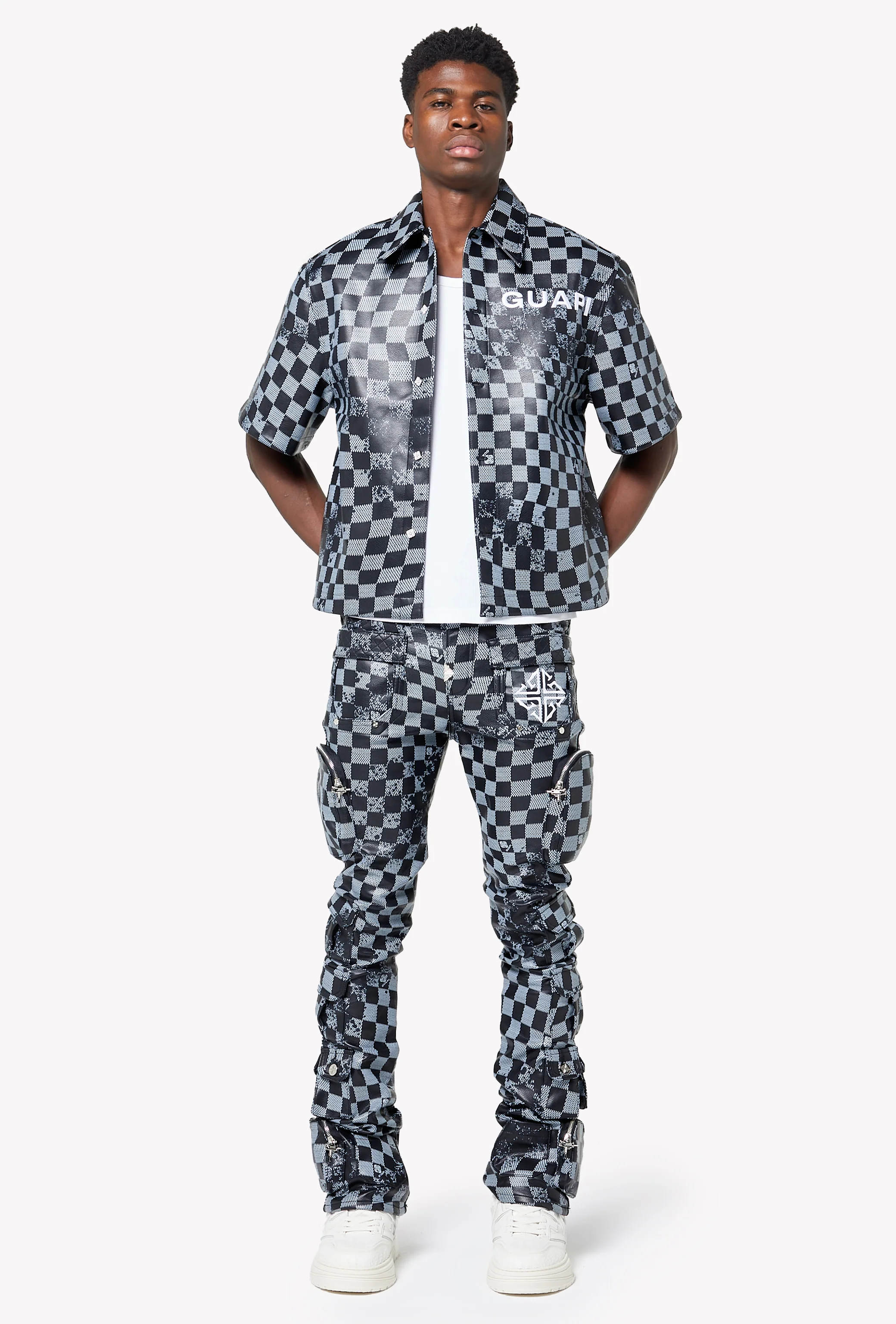 Obsidian Black Checkerboard Leather Pant - Image 7